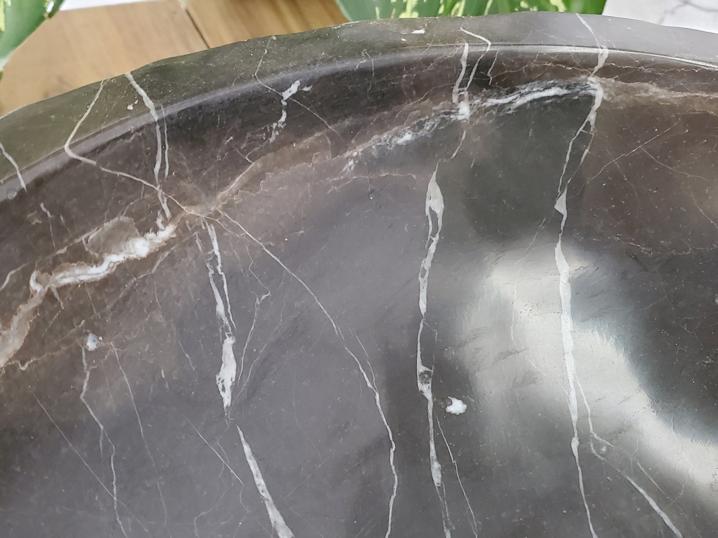 S37_24 Round Black Marble Stone Vessel Bathroom Sink Featured Marble Sinks Sinks