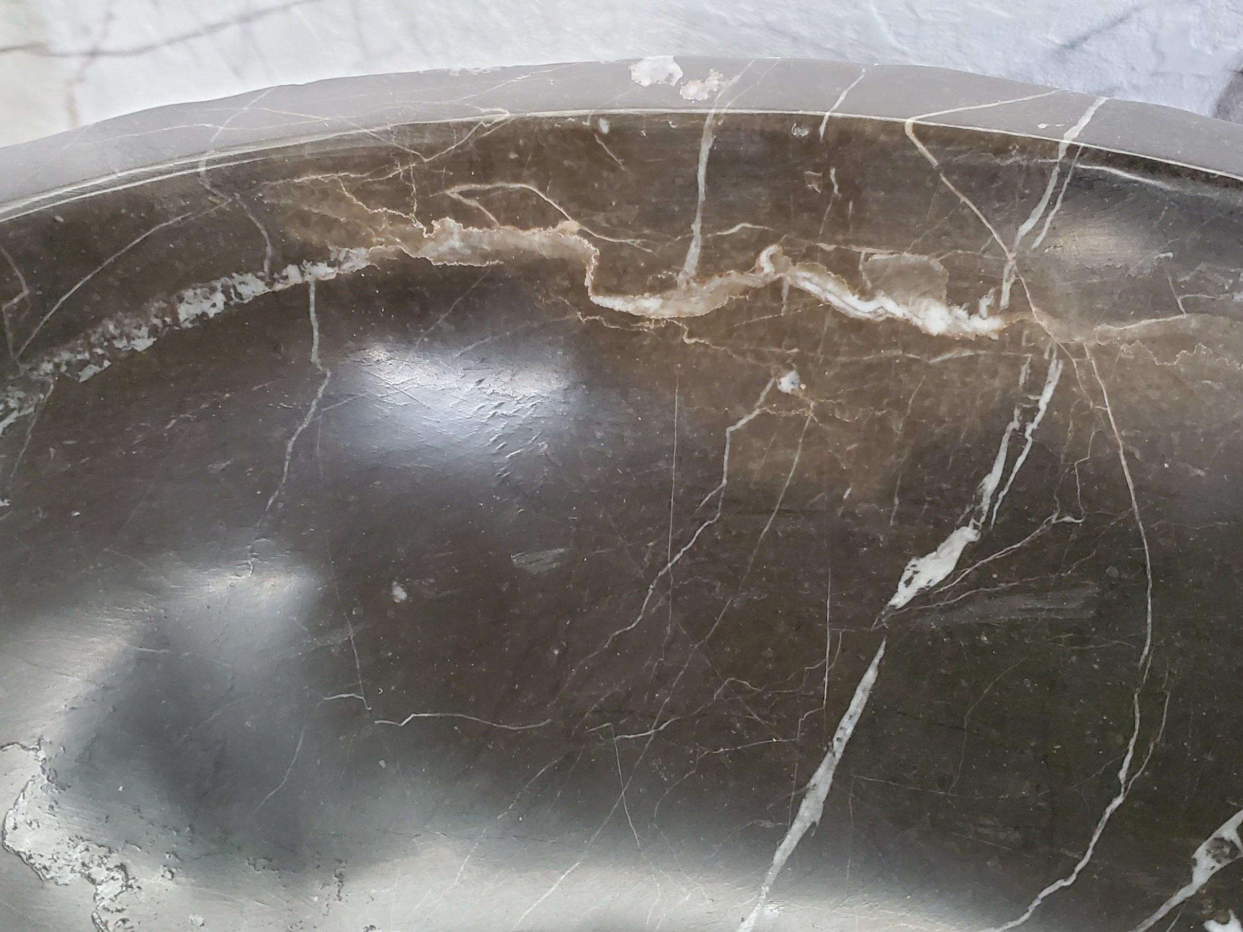 S37_24 Round Black Marble Stone Vessel Bathroom Sink Featured Marble Sinks Sinks