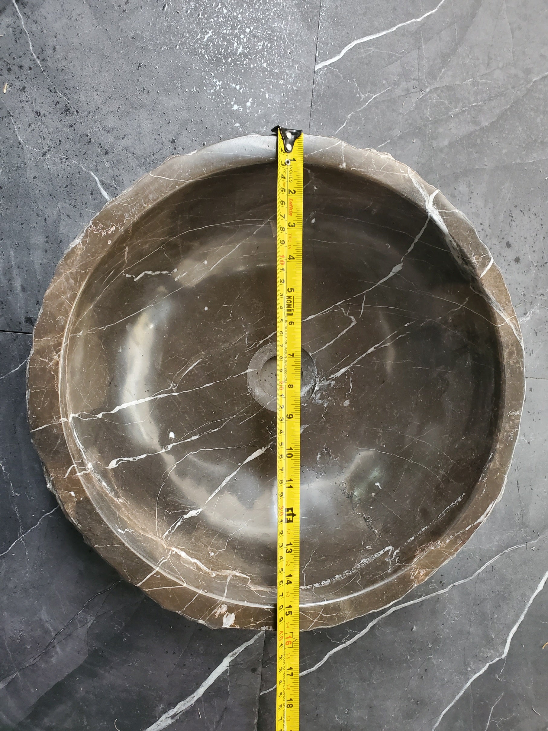 S37_24 Round Black Marble Stone Vessel Bathroom Sink Featured Marble Sinks Sinks