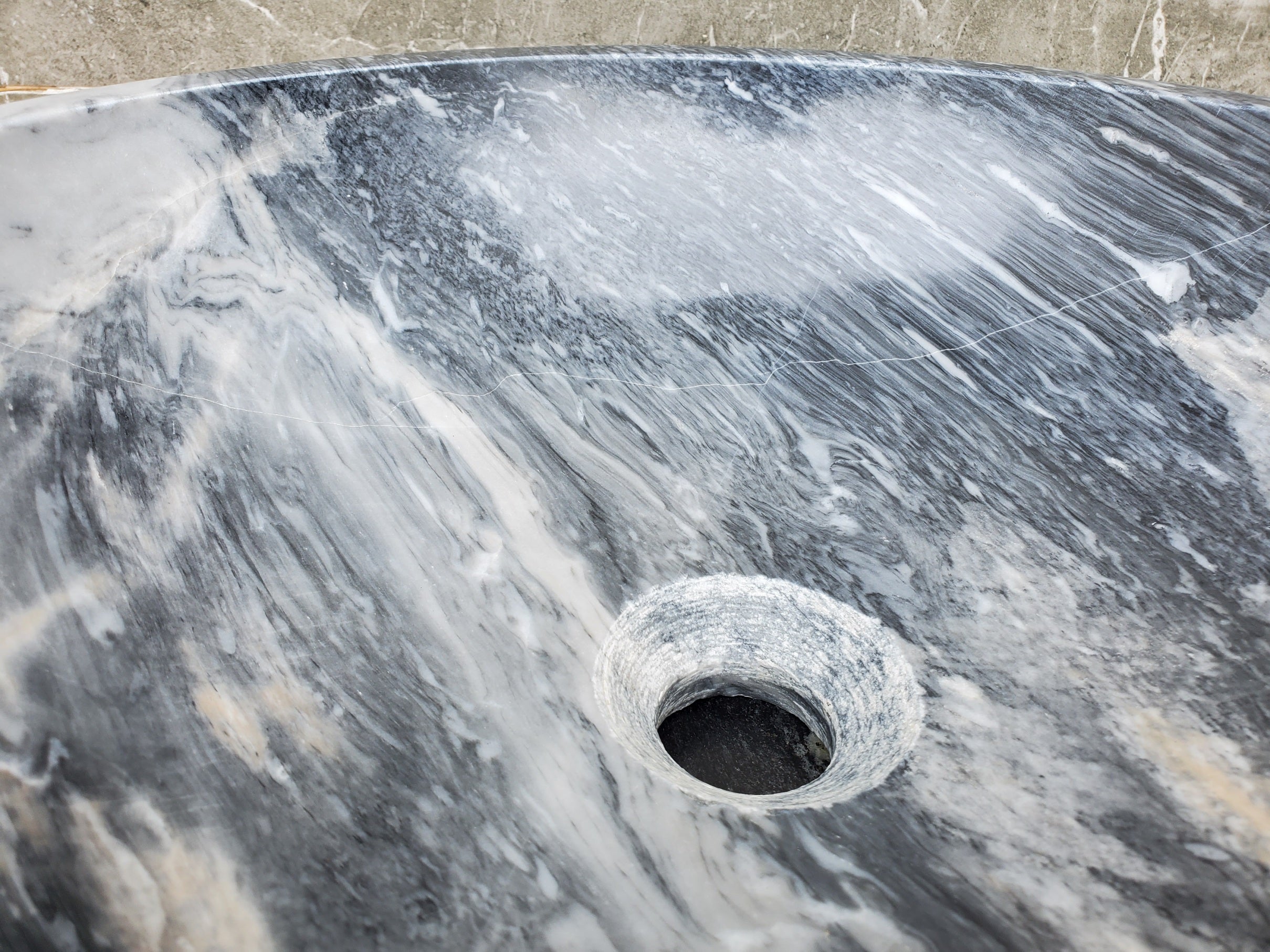 S31_04 Round Marble Vessel Bathroom Sink - 16 x 16  inch