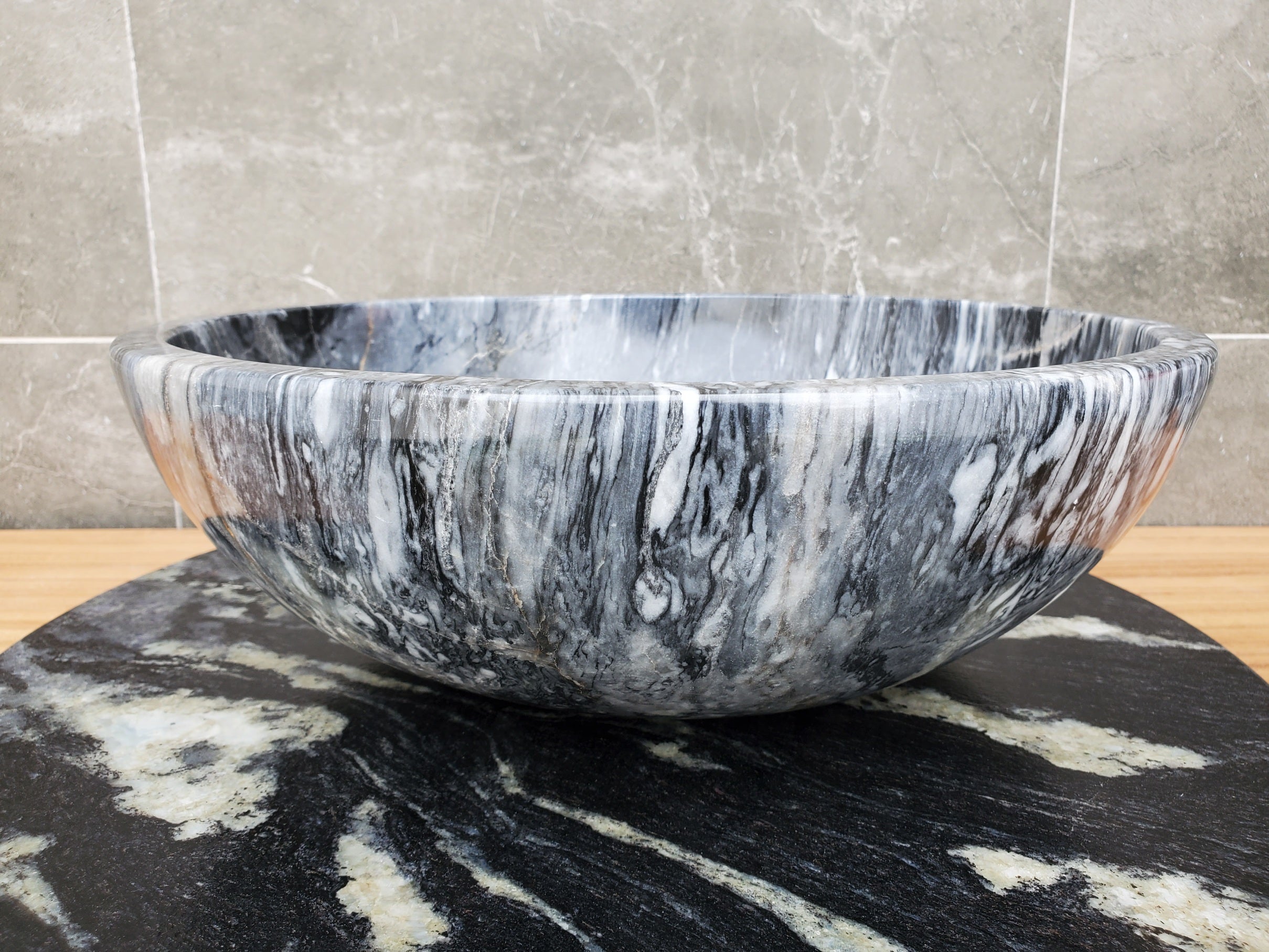 S31_05 Round Marble Vessel Bathroom Sink