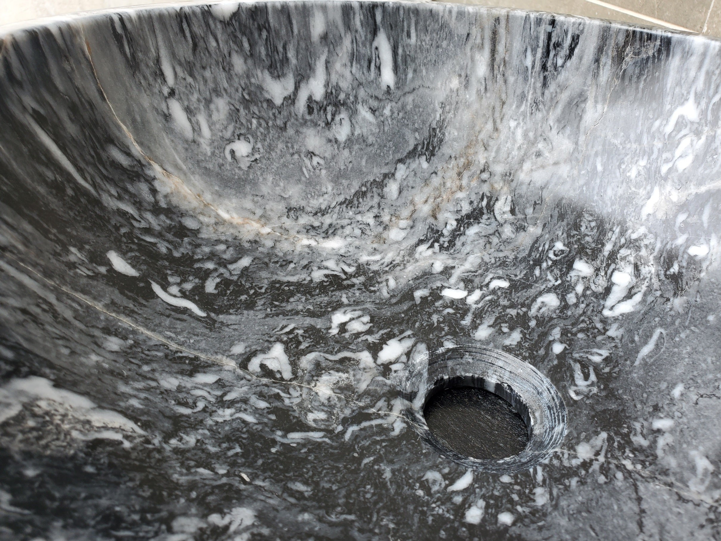 S31_05 Round Marble Vessel Bathroom Sink