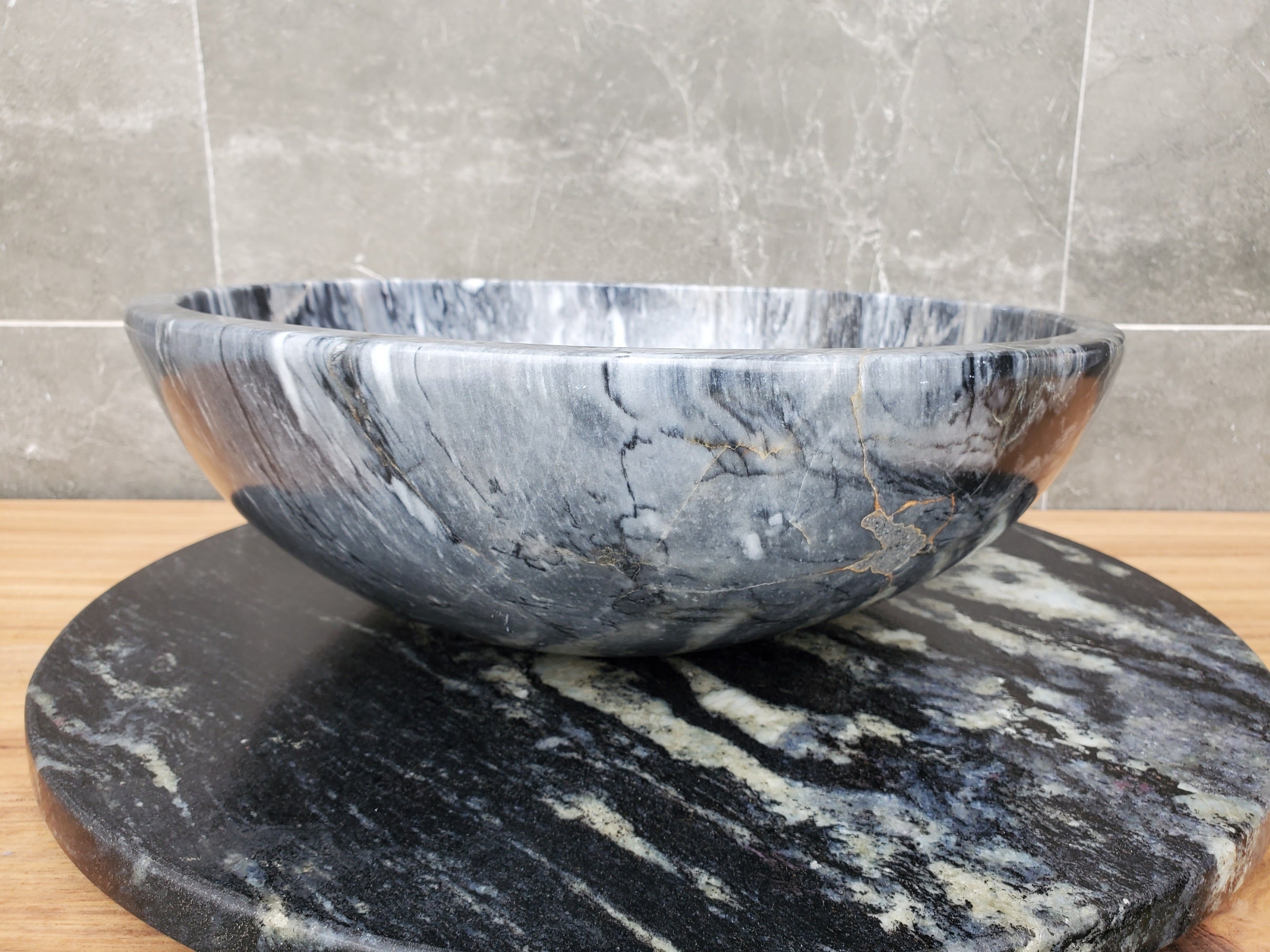 S31_05 Round Marble Vessel Bathroom Sink