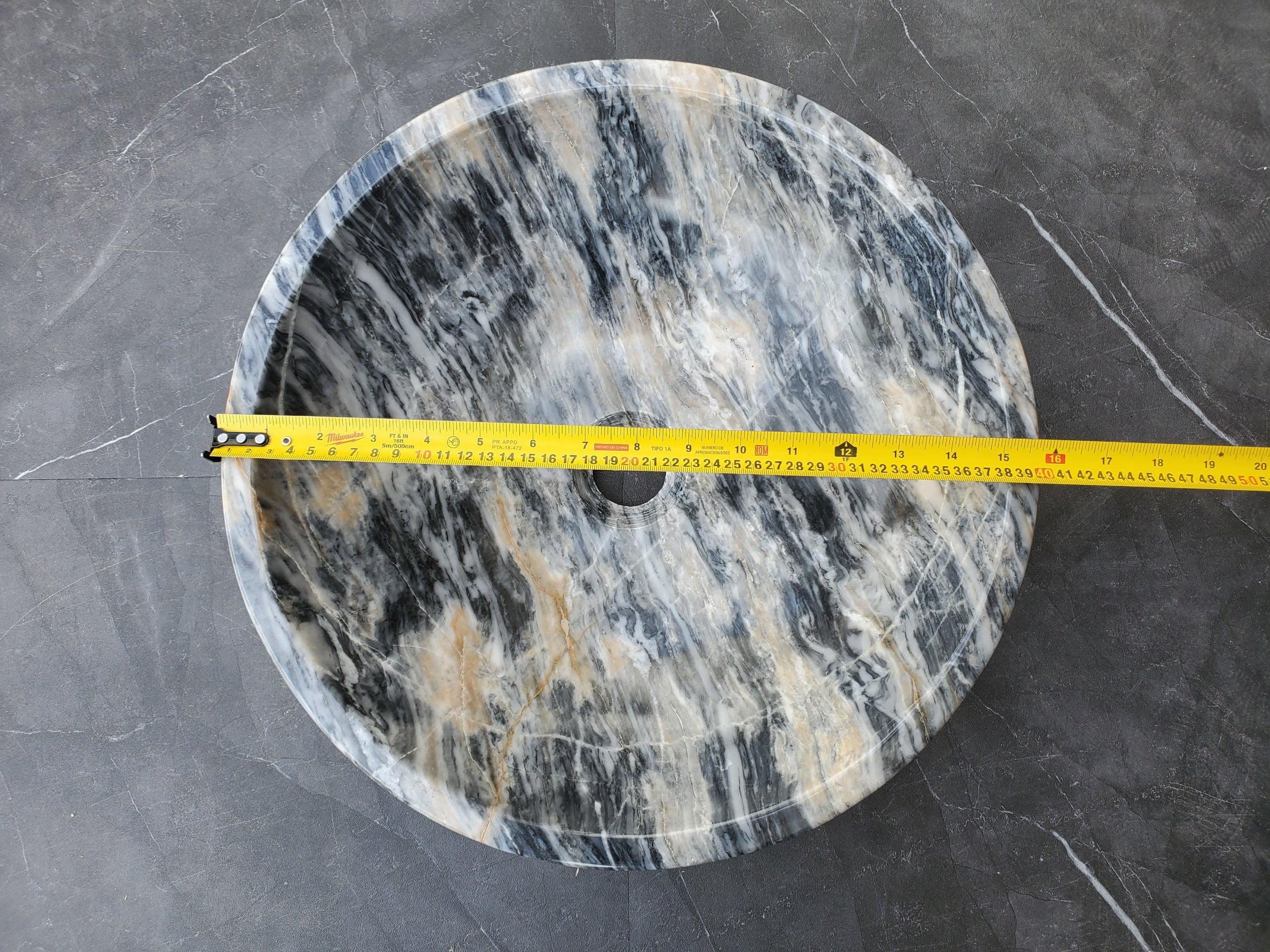 S29_22 Marble Stone Vessel Bathroom Sink - 16 x 16  inch