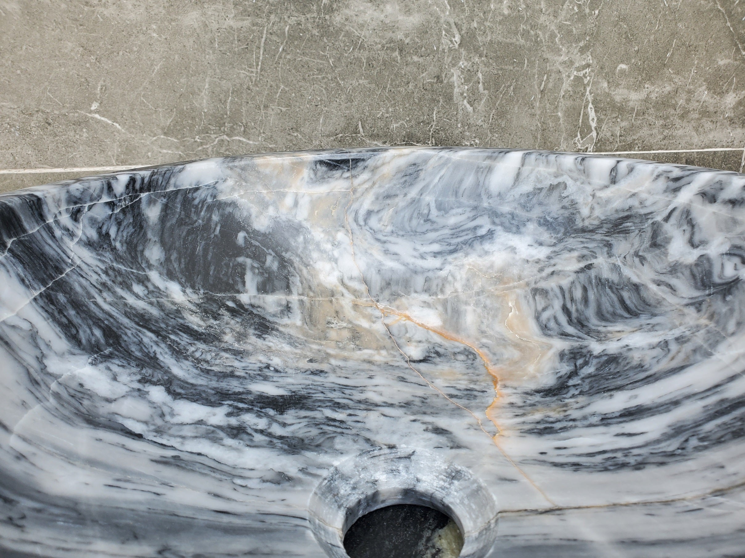 S29_21 Marble Stone Vessel Bathroom Sink (Round)