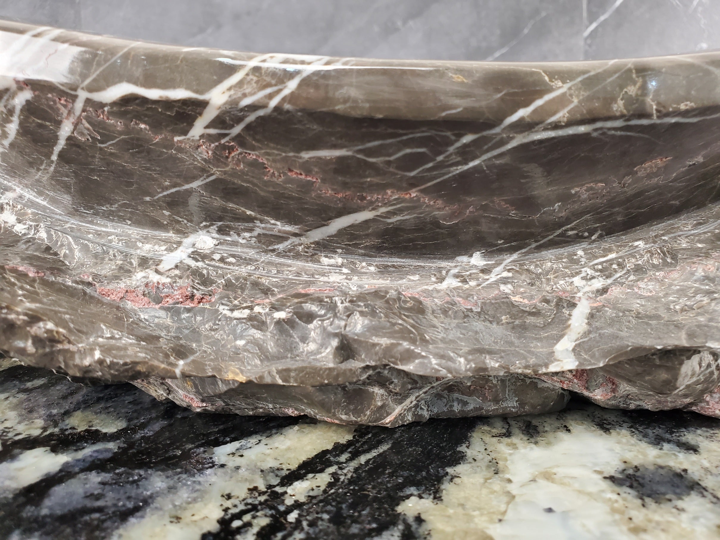 S28_18 Marble Stone Vessel Bathroom Sink - 16 x 13 inch