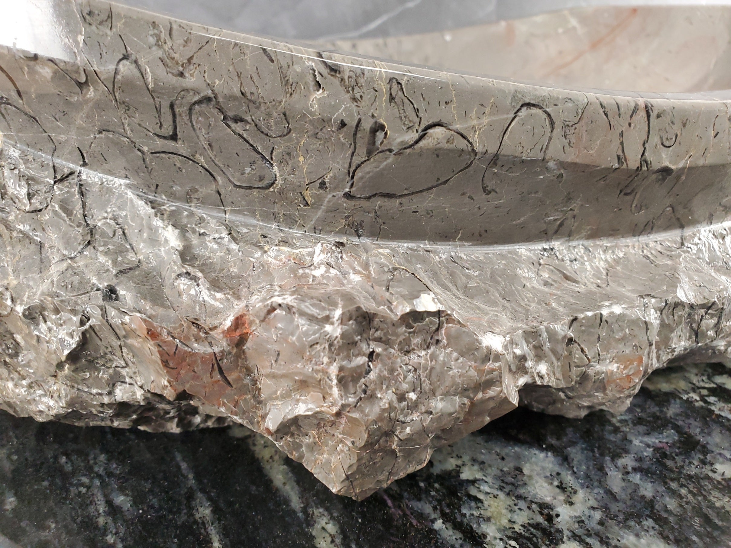 S28_23 Marble Stone Vessel Bathroom Sink - 20 x 14 inch