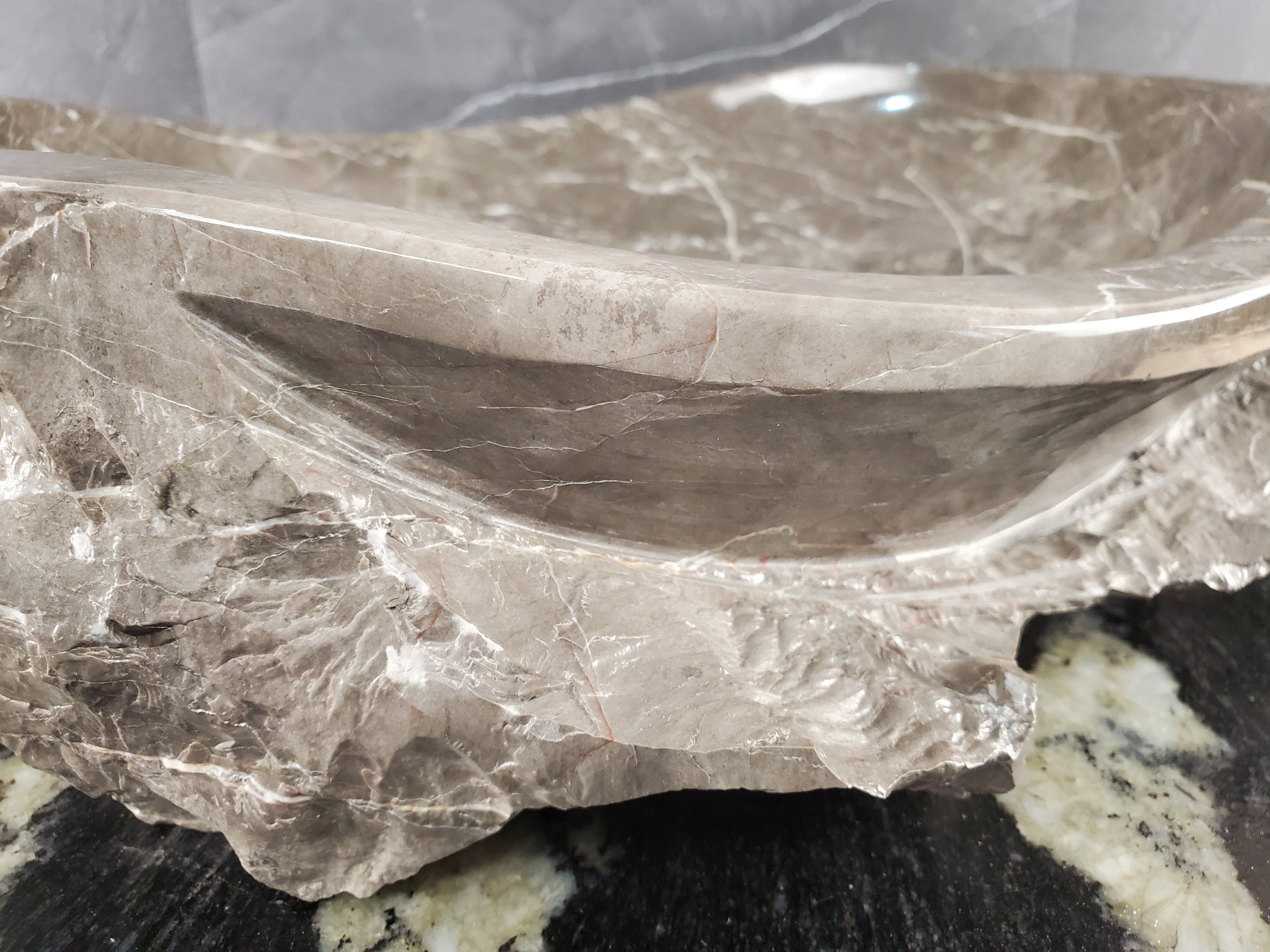 S28_18 Marble Stone Vessel Bathroom Sink - 16 x 13 inch