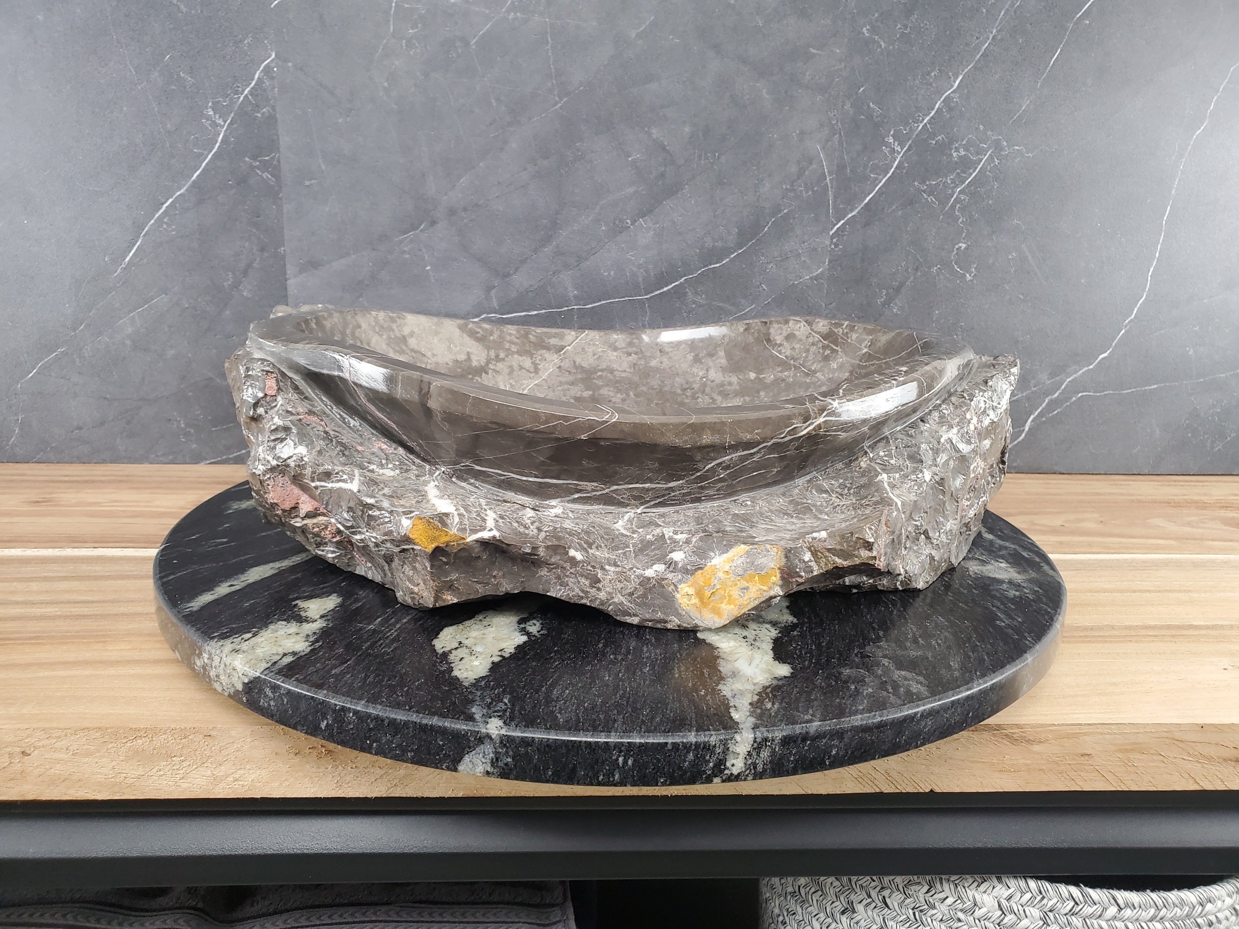 S28_14 Marble Stone Vessel Bathroom Sink