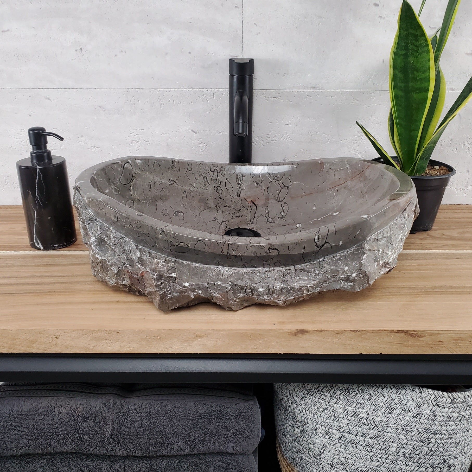 SET1042 Marble Stone Vessel Sink Set