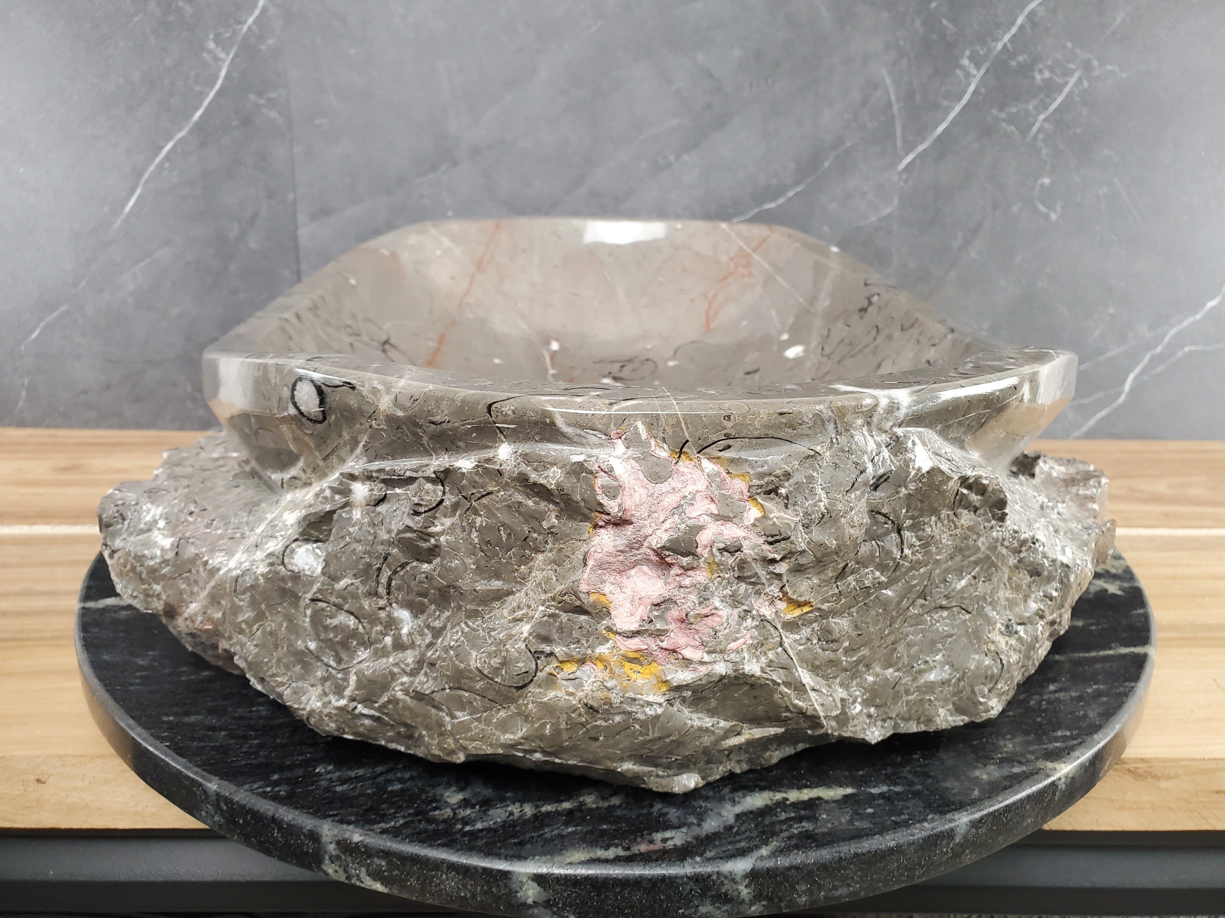 S28_23 Marble Stone Vessel Bathroom Sink - 20 x 14 inch