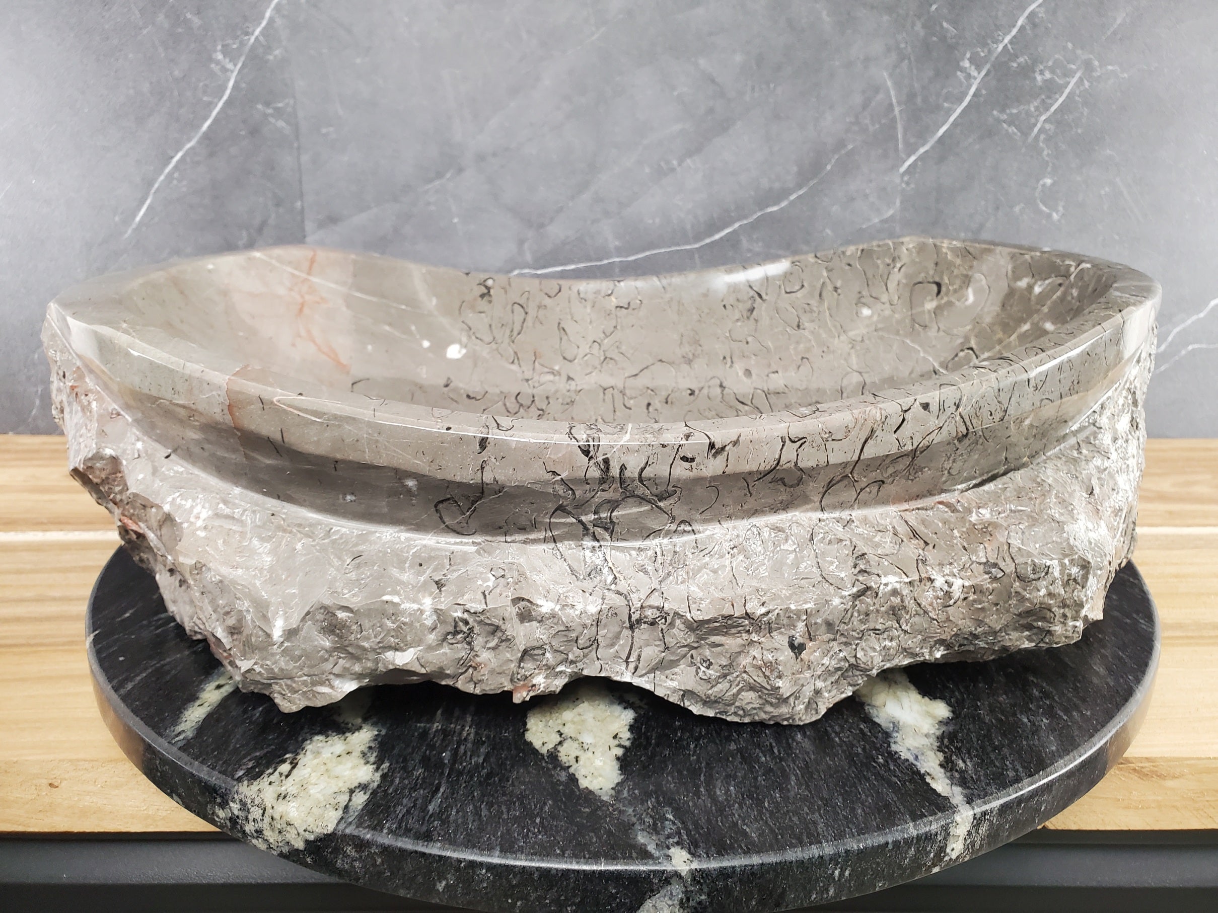 S28_23 Marble Stone Vessel Bathroom Sink - 20 x 14 inch