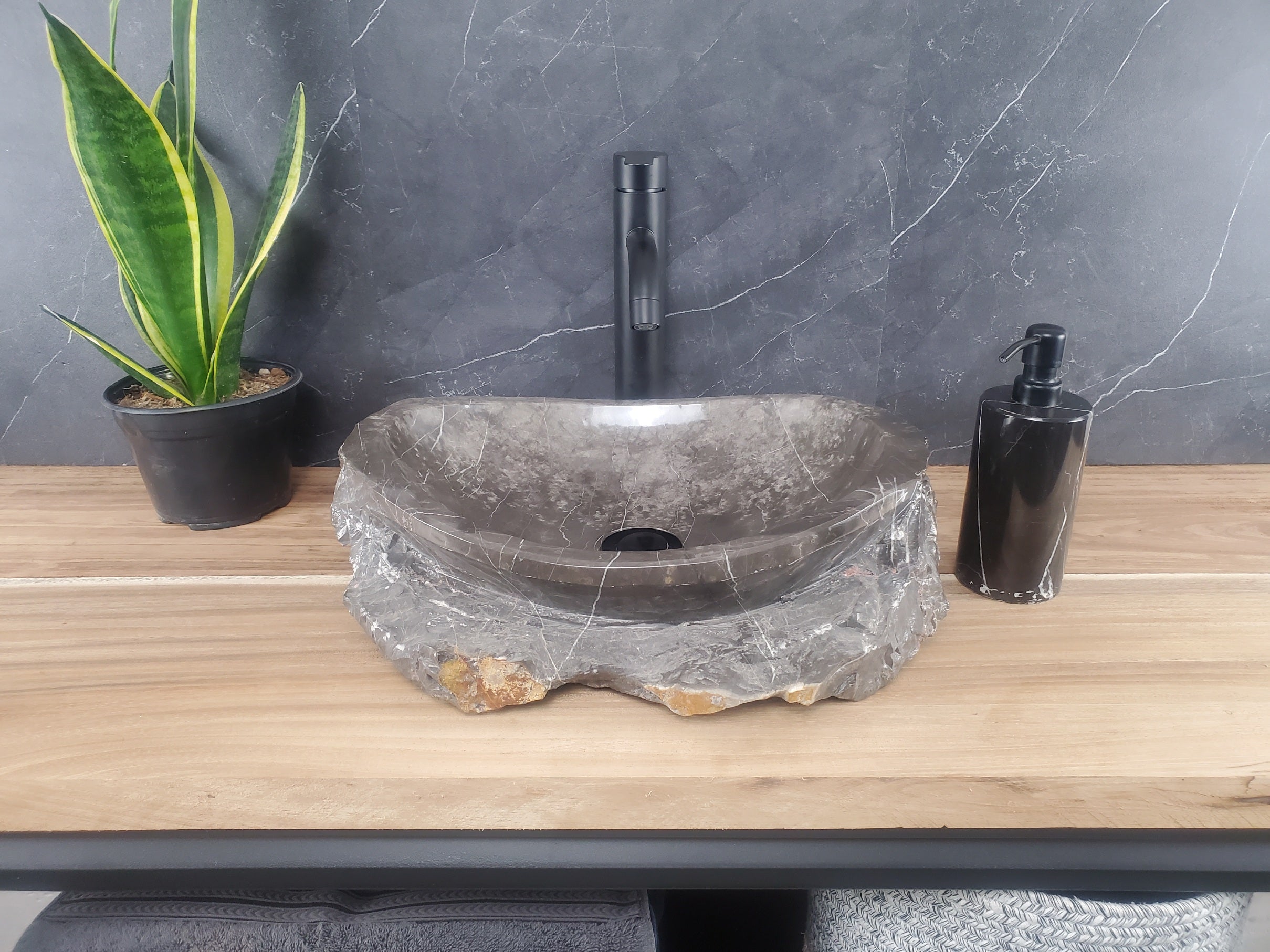 S28_13 Marble Stone Vessel Bathroom Sink