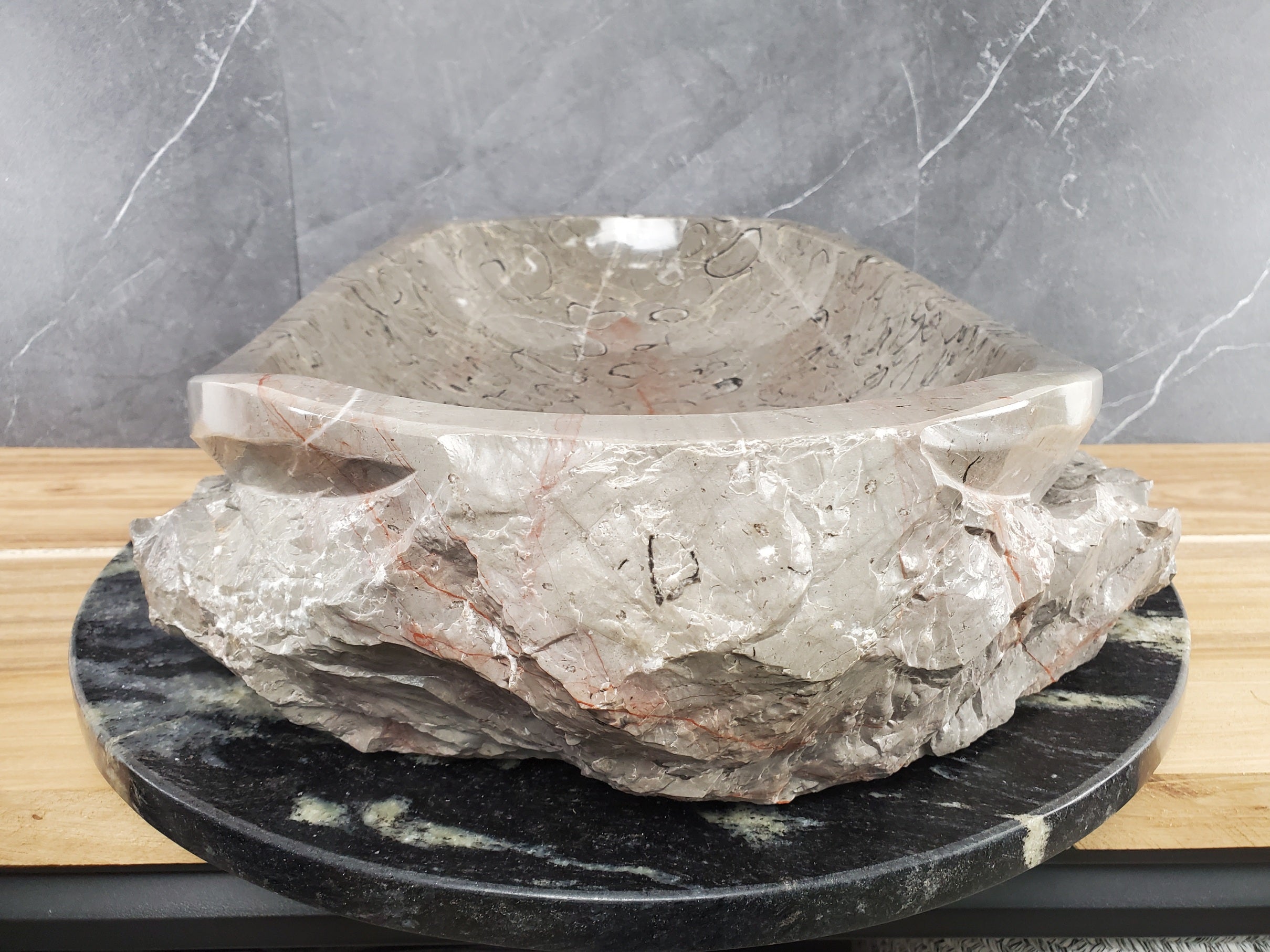 S28_23 Marble Stone Vessel Bathroom Sink - 20 x 14 inch