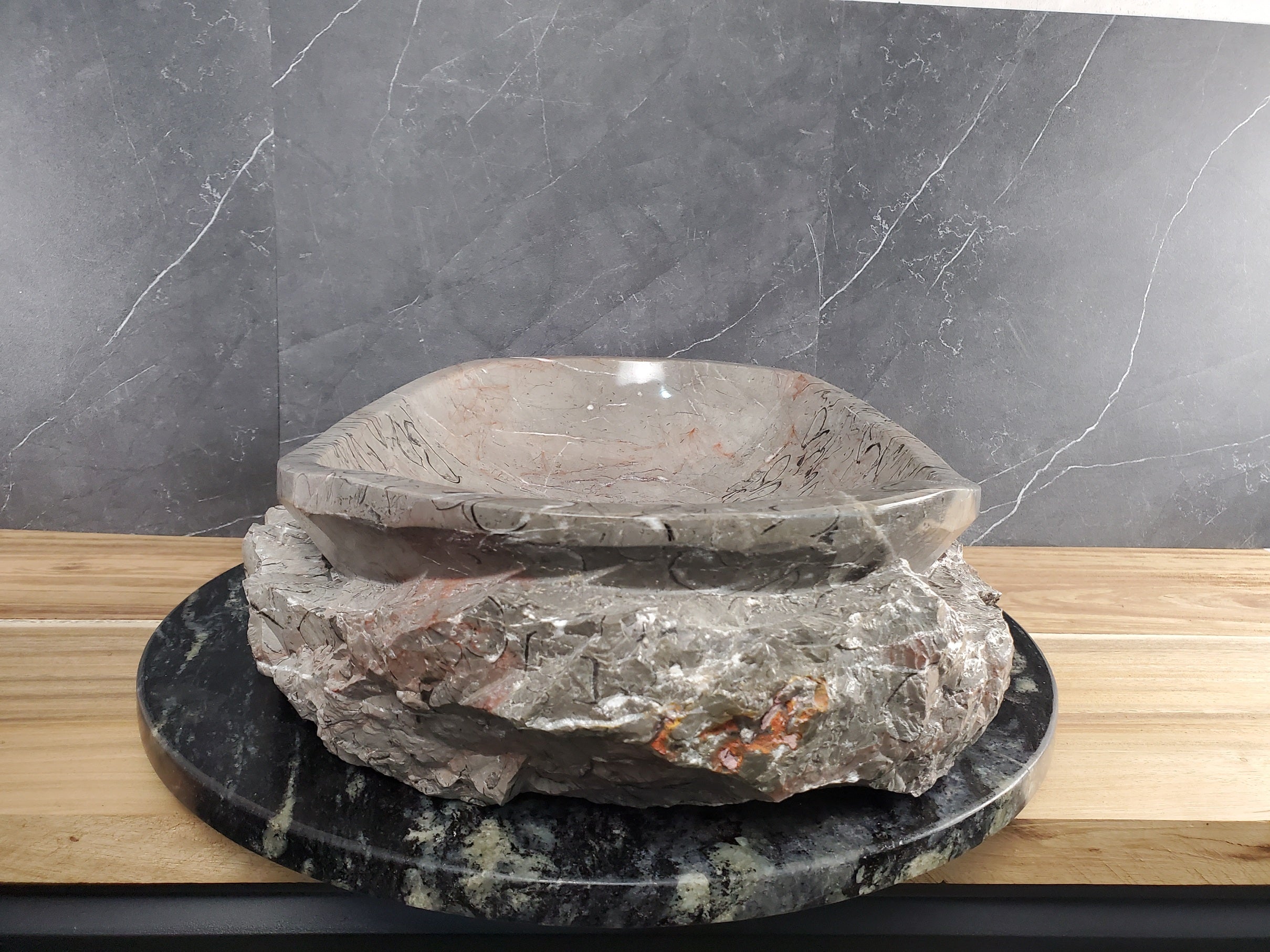 S28_20 Marble Stone Vessel Bathroom Sink - 20 x 15 inch