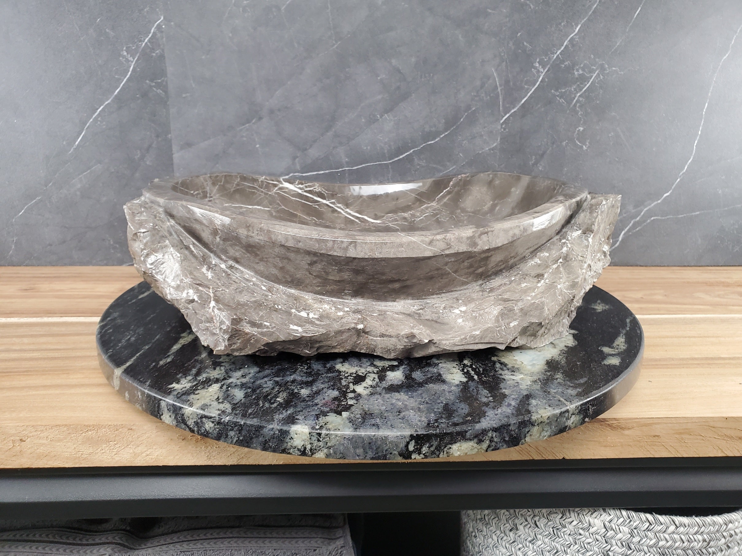 S28_14 Marble Stone Vessel Bathroom Sink