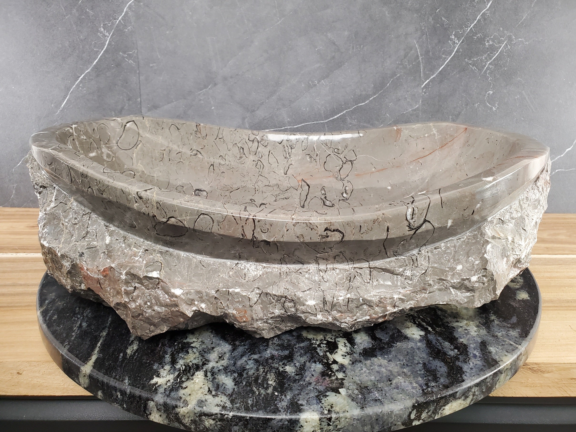 S28_23 Marble Stone Vessel Bathroom Sink - 20 x 14 inch