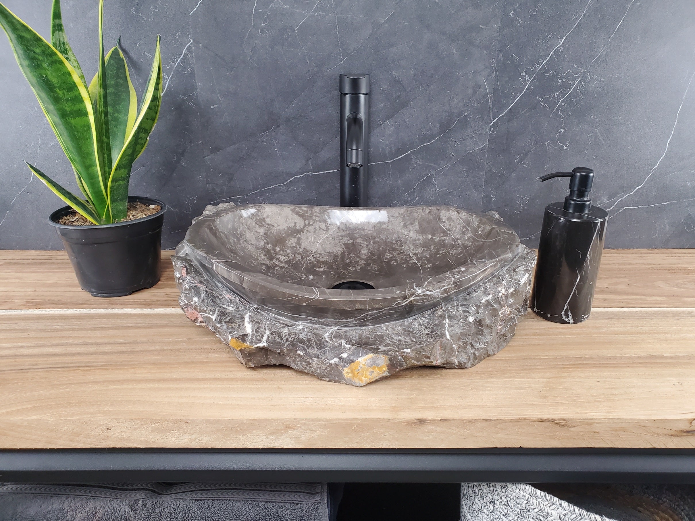 S28_14 Marble Stone Vessel Bathroom Sink