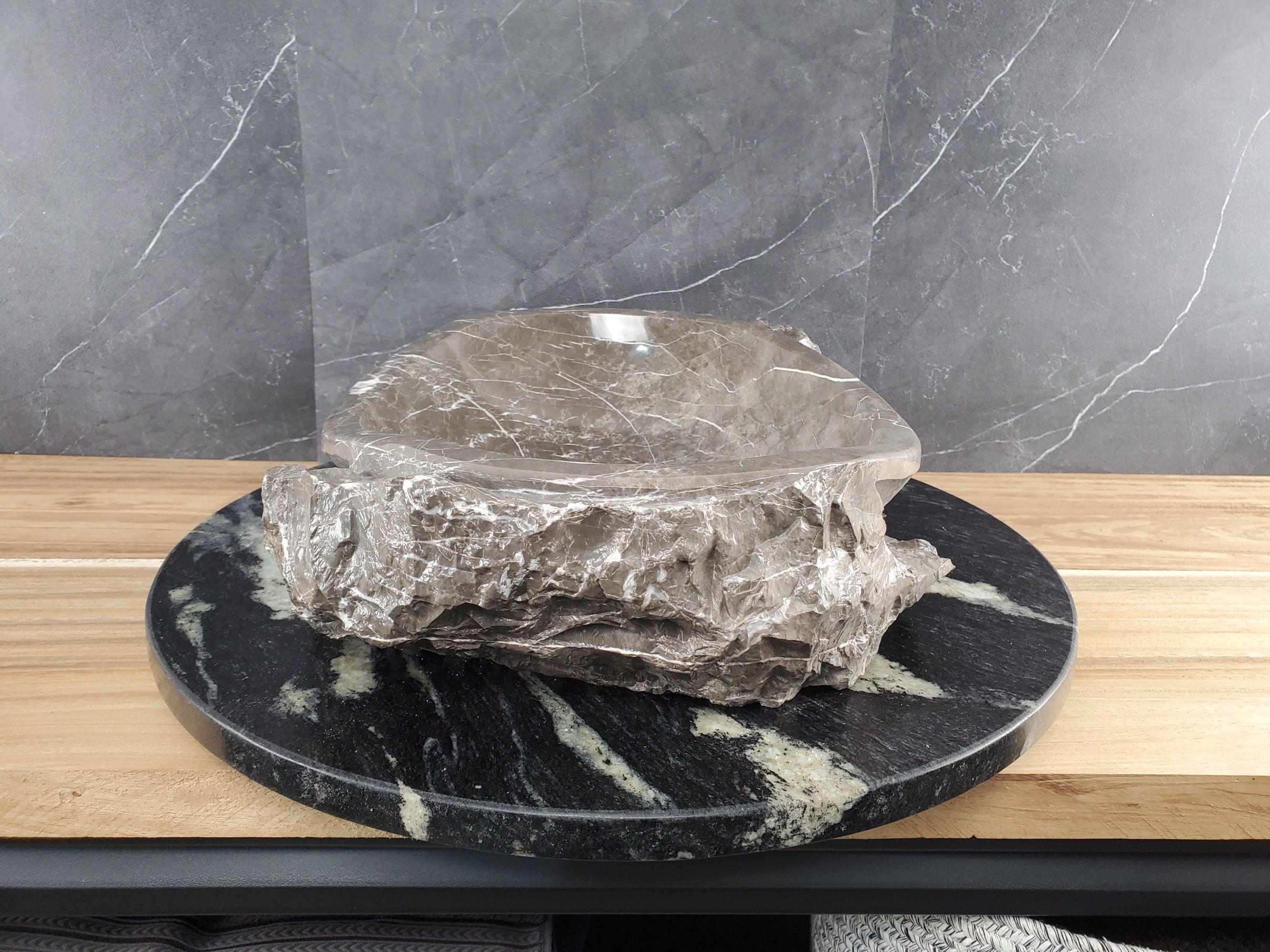 S28_18 Marble Stone Vessel Bathroom Sink - 16 x 13 inch