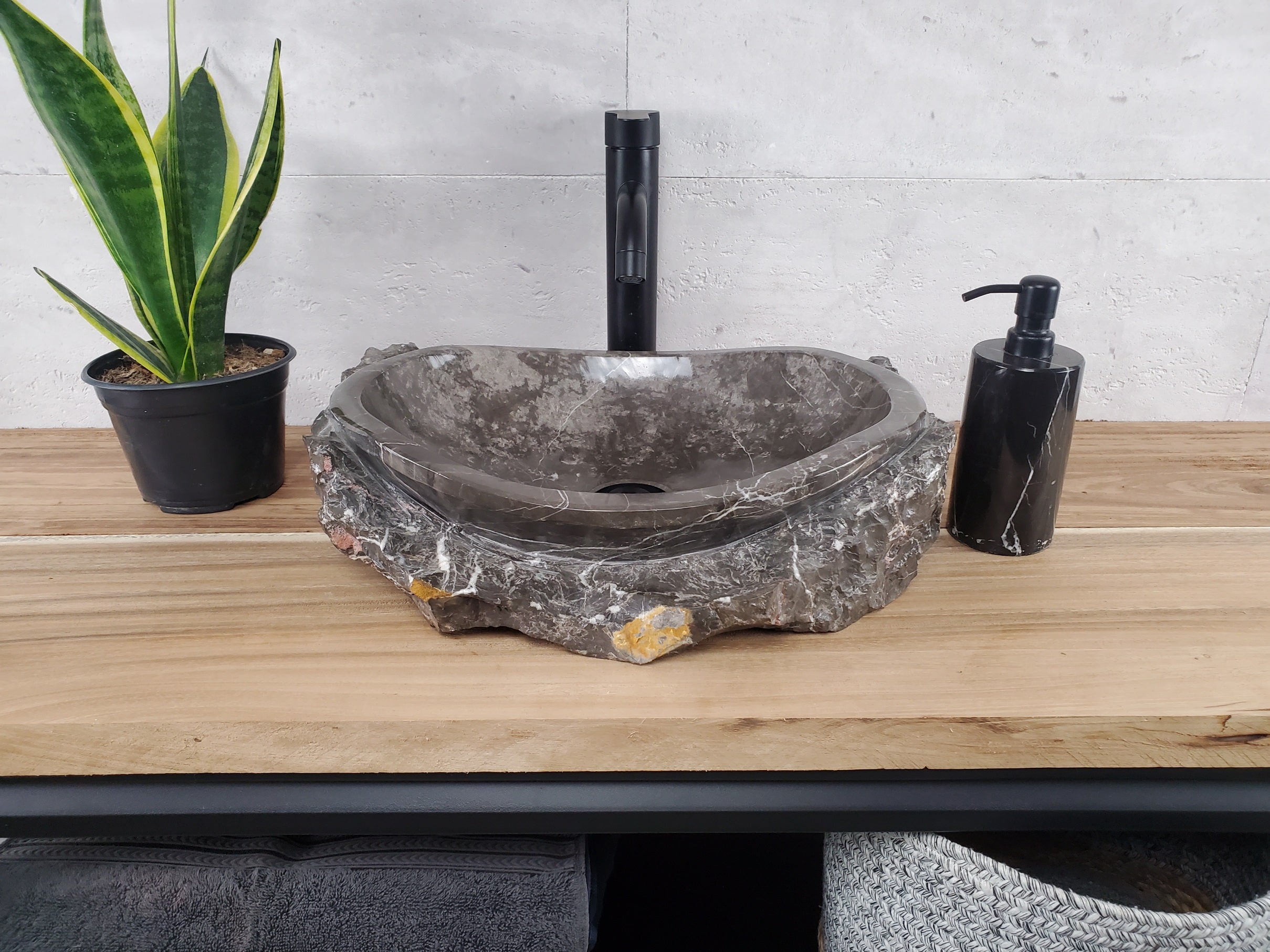 S28_14 Marble Stone Vessel Bathroom Sink