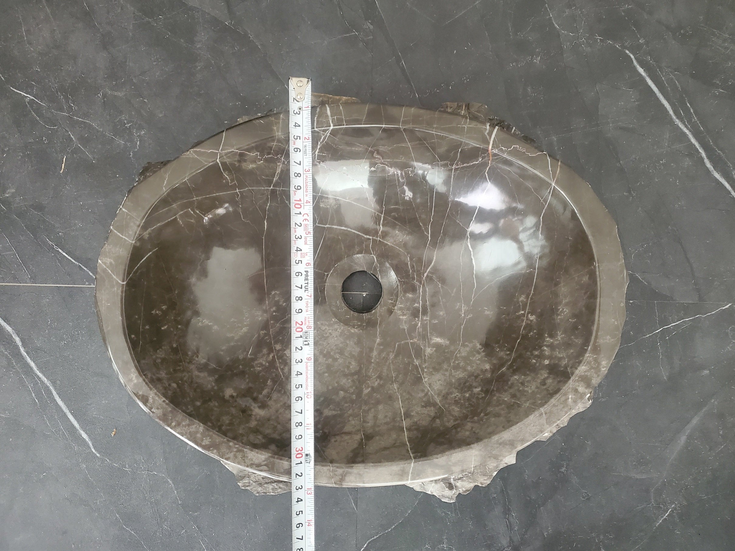 S28_19 Marble Stone Vessel Bathroom Sink - 16 x 13 inch
