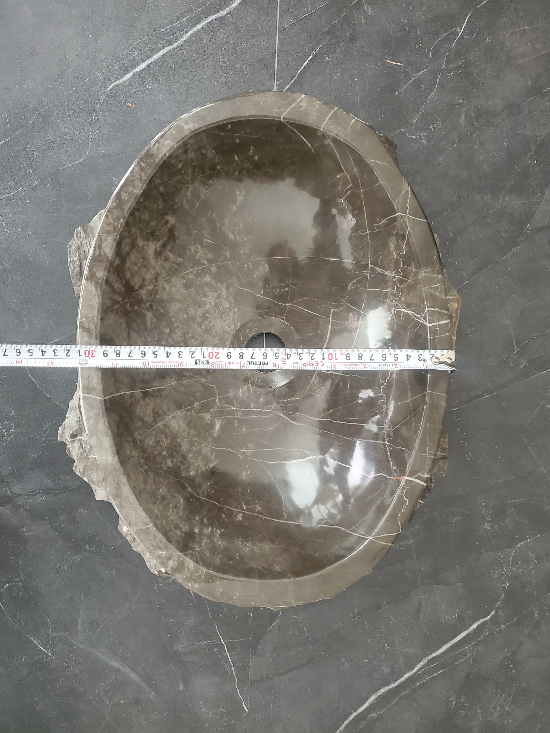 S28_19 Marble Stone Vessel Bathroom Sink - 16 x 13 inch