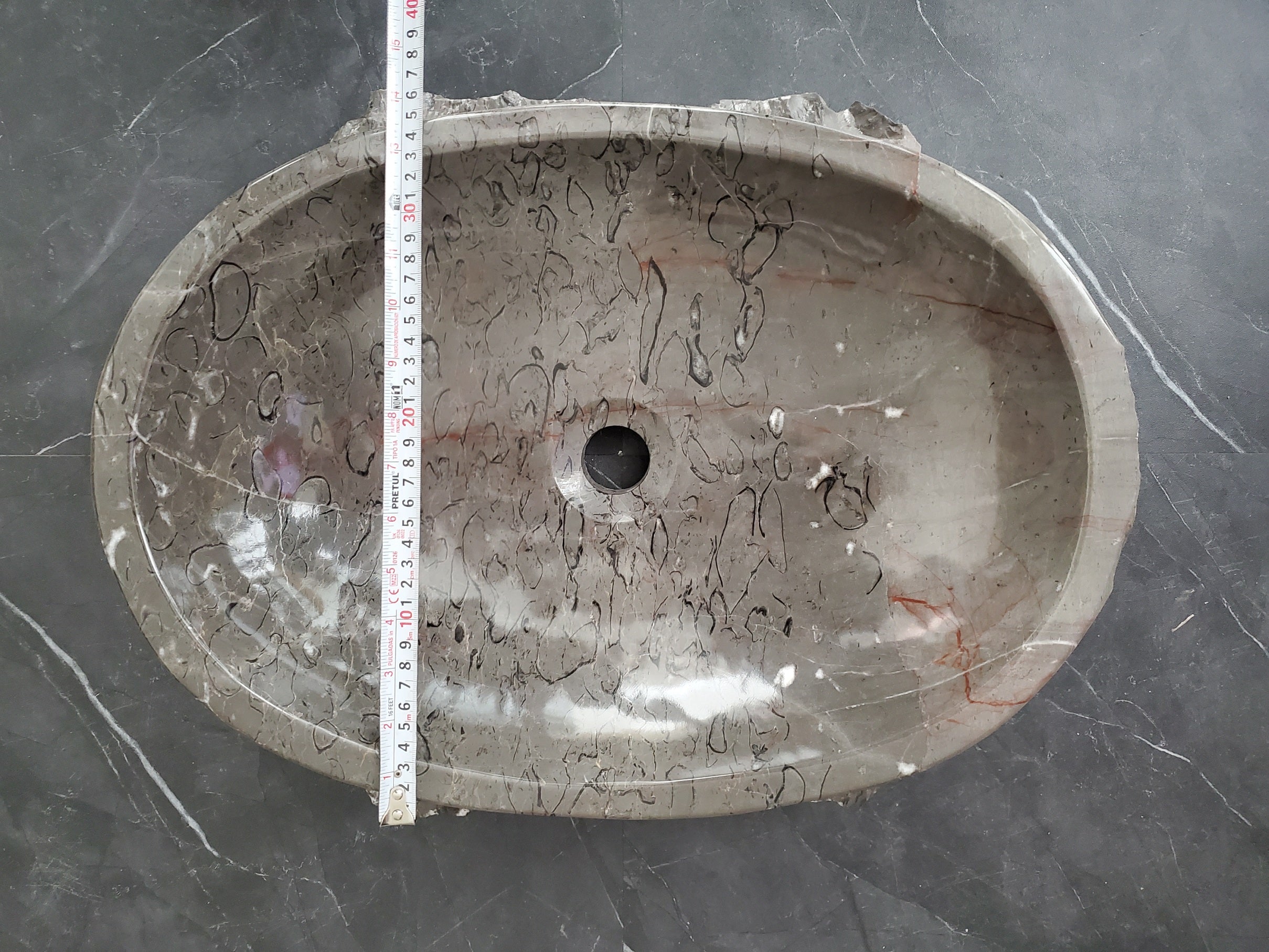 S28_23 Marble Stone Vessel Bathroom Sink - 20 x 14 inch