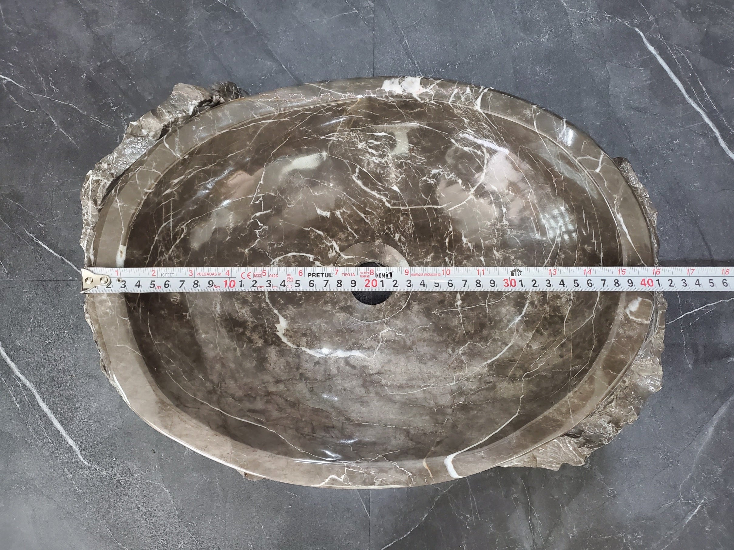S28_18 Marble Stone Vessel Bathroom Sink - 16 x 13 inch
