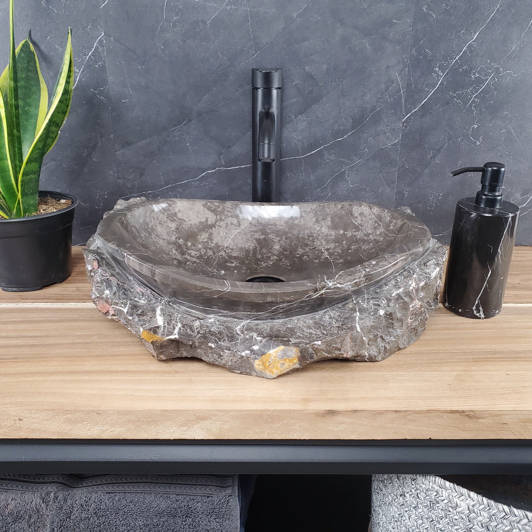 SET1040 Marble Stone Vessel Sink Set