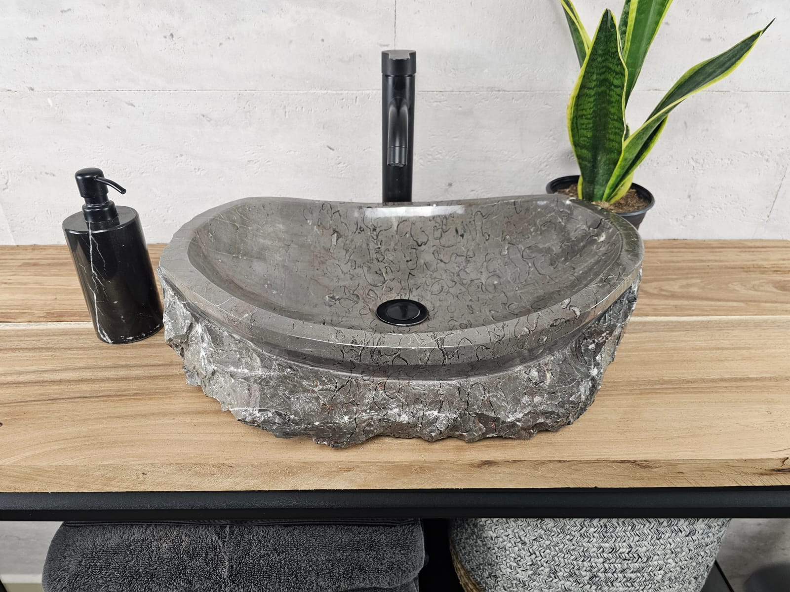 S28_22 Marble Stone Vessel Bathroom Sink