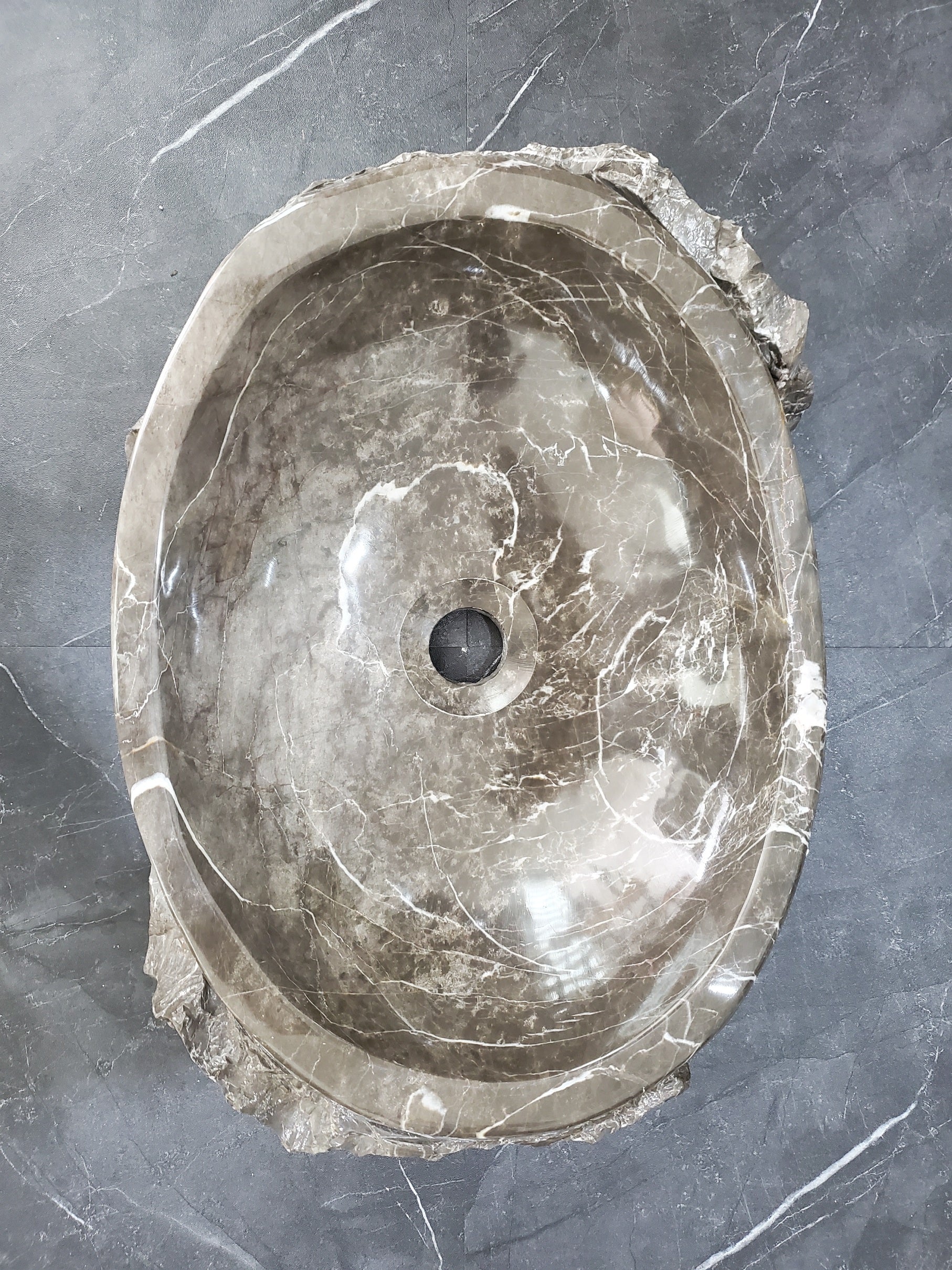S28_18 Marble Stone Vessel Bathroom Sink - 16 x 13 inch