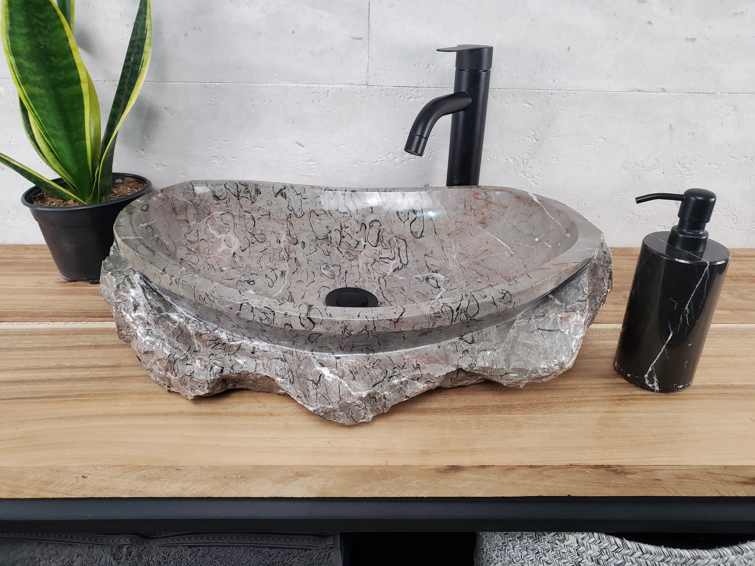 S28_20 Marble Stone Vessel Bathroom Sink