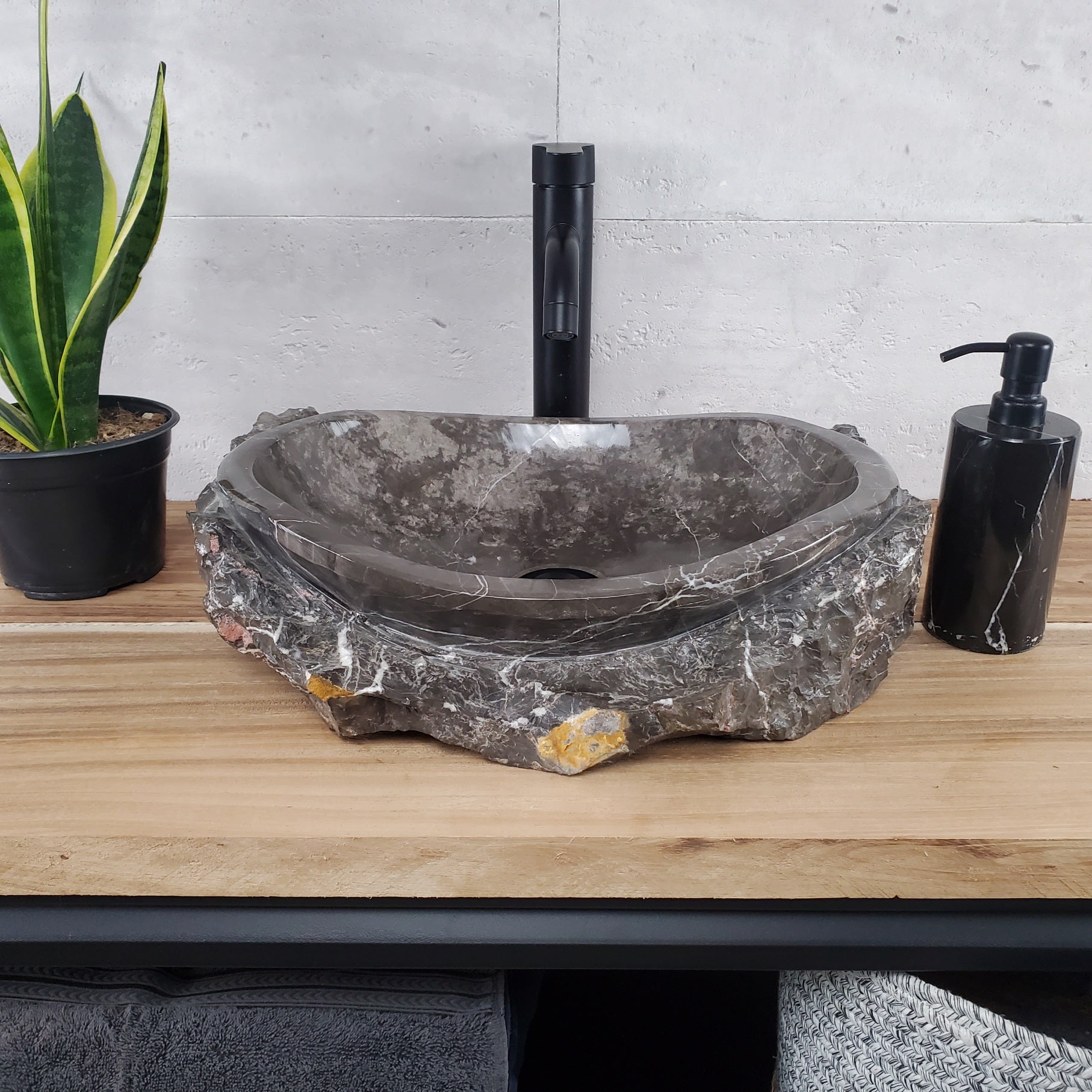S28_14 Marble Stone Vessel Bathroom Sink