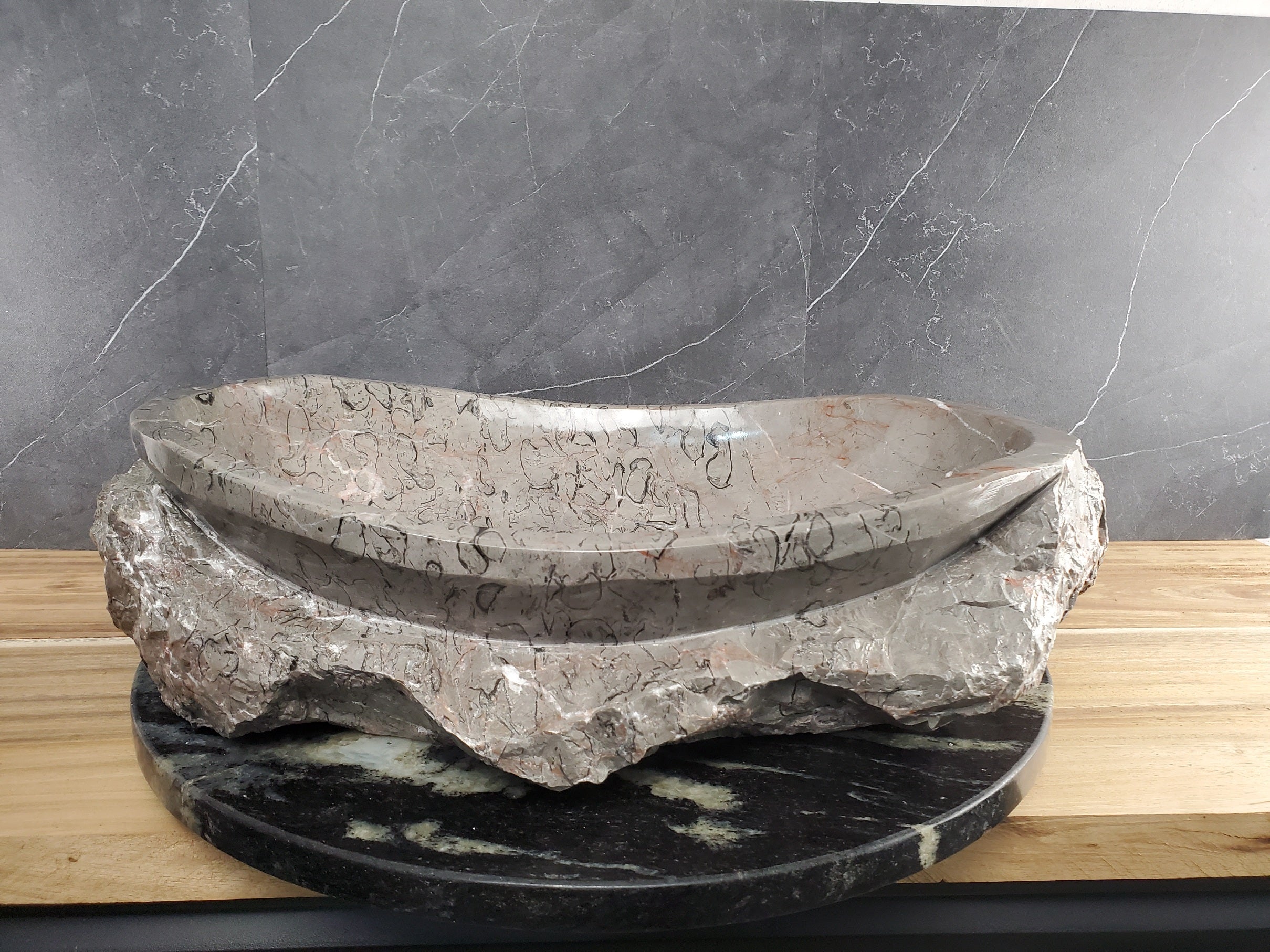 S28_20 Marble Stone Vessel Bathroom Sink - 20 x 15 inch