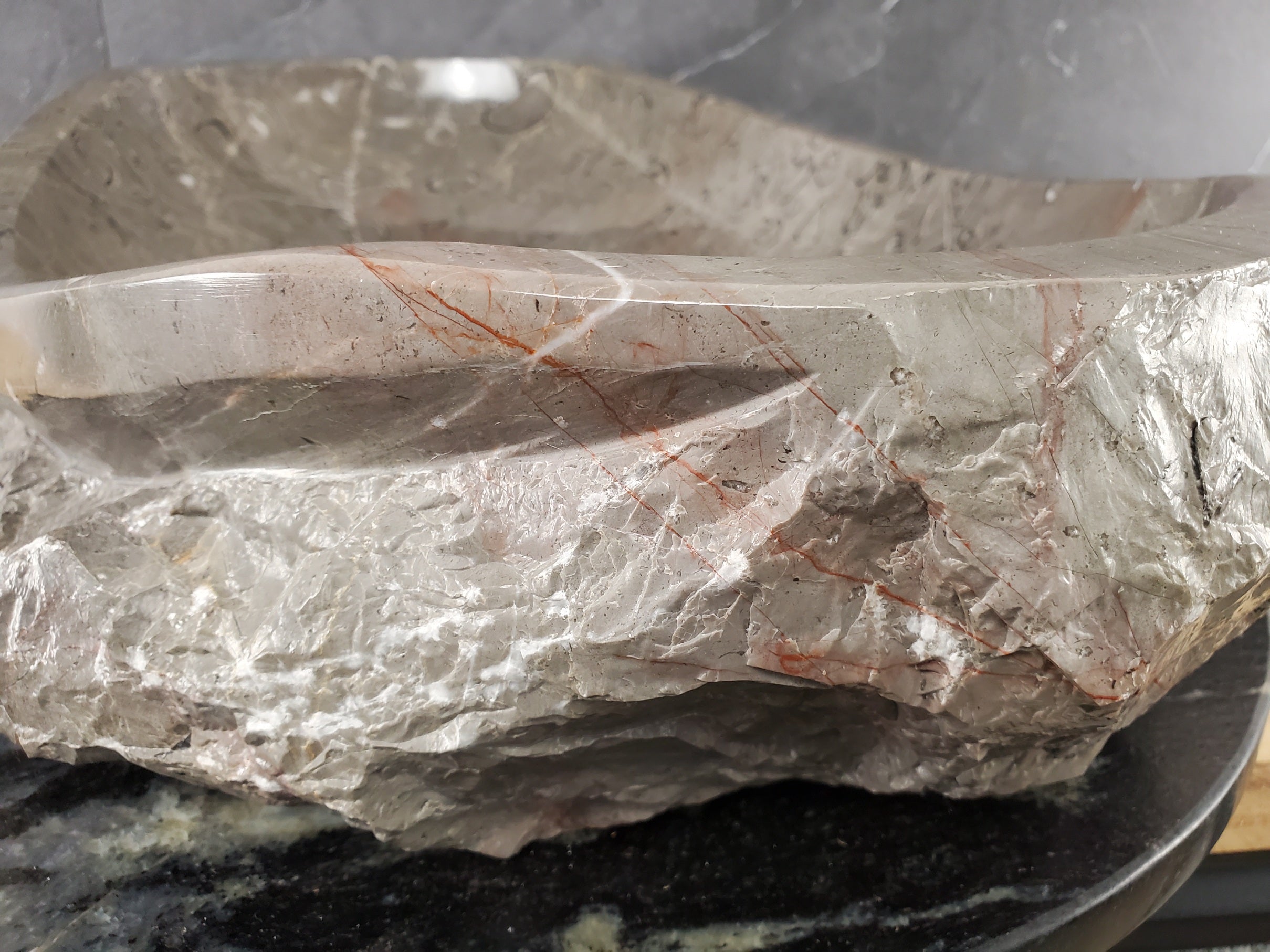 S28_23 Marble Stone Vessel Bathroom Sink - 20 x 14 inch