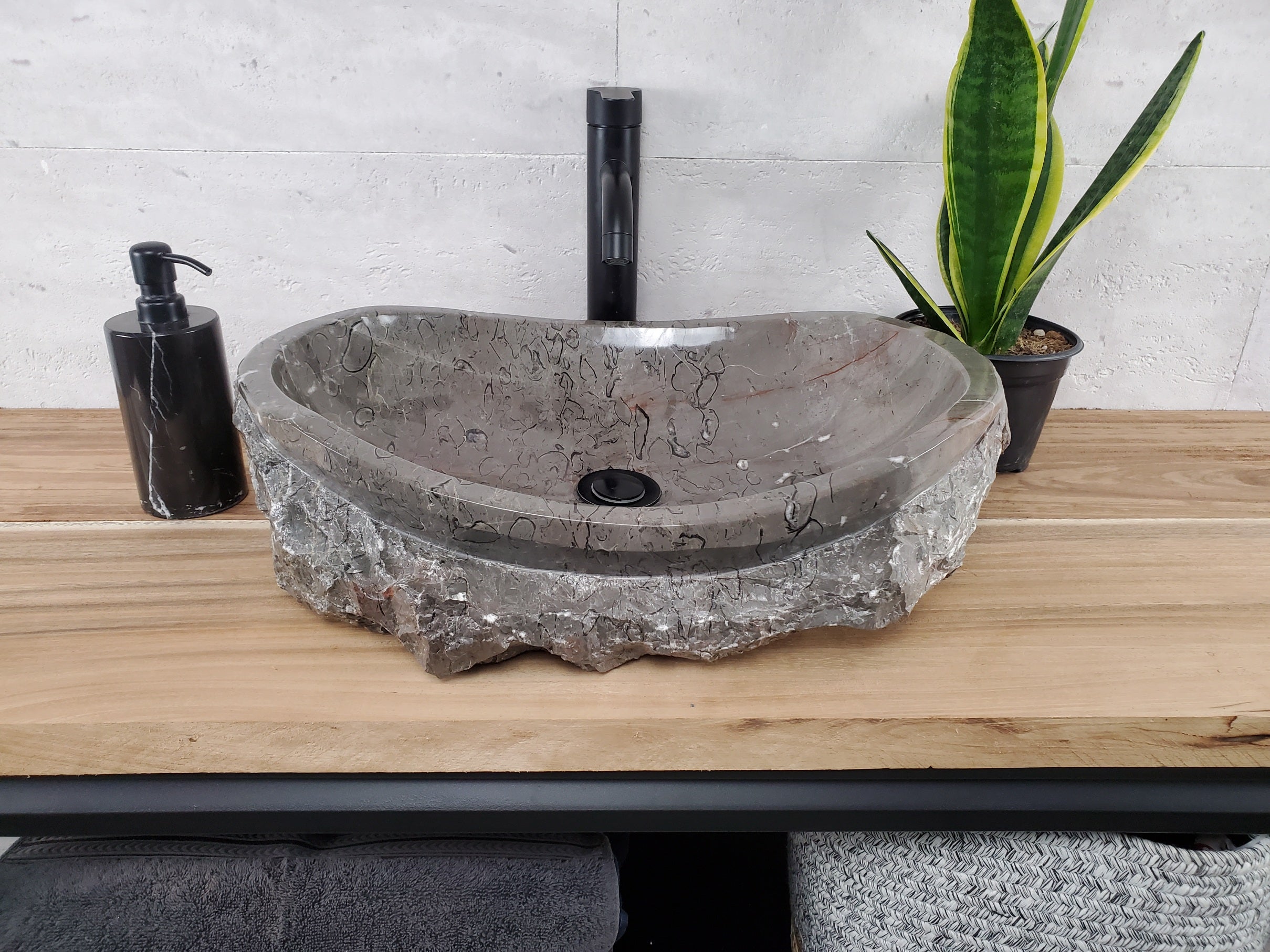 S28_23 Marble Stone Vessel Bathroom Sink - 20 x 14 inch