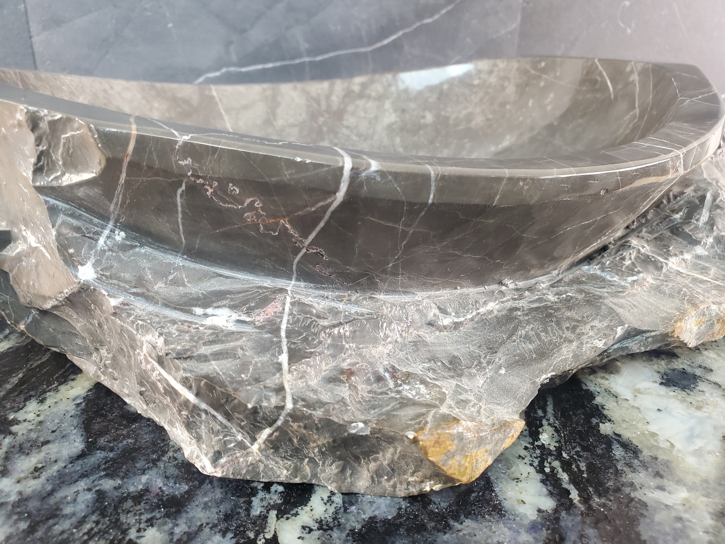 S28_19 Marble Stone Vessel Bathroom Sink - 16 x 13 inch