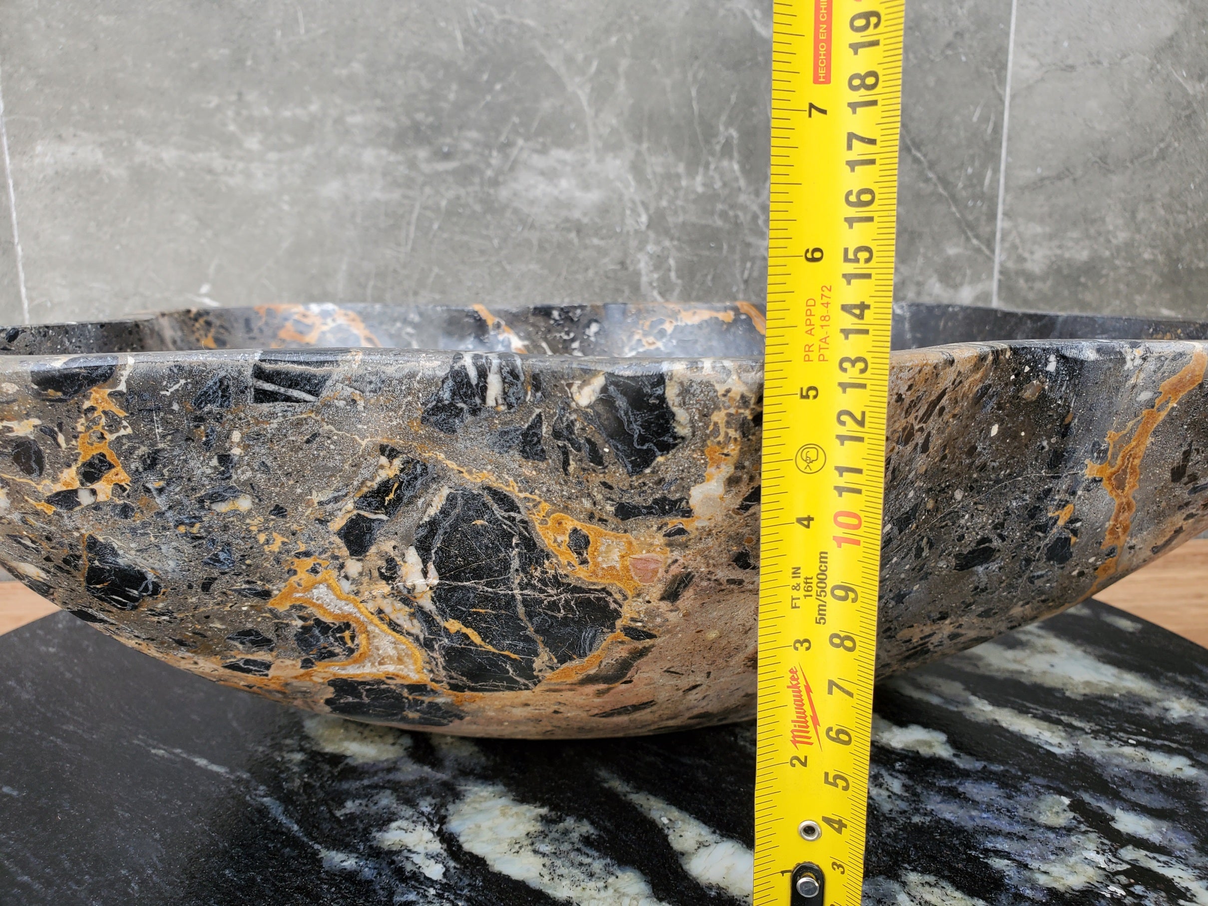 S29_23 Natural Stone Vessel Bathroom Sink - 16.5 x 13 inch