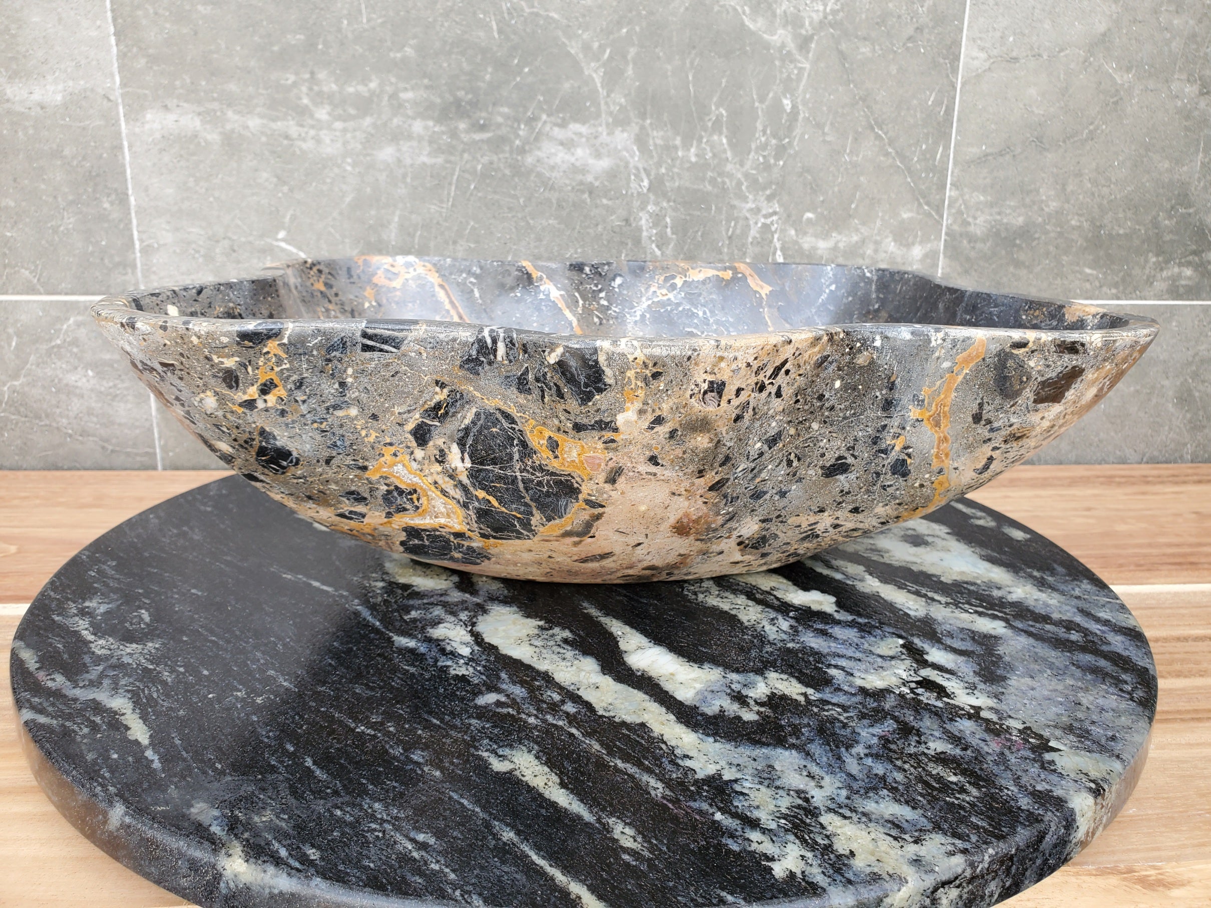 S29_23 Natural Stone Vessel Bathroom Sink - 16.5 x 13 inch
