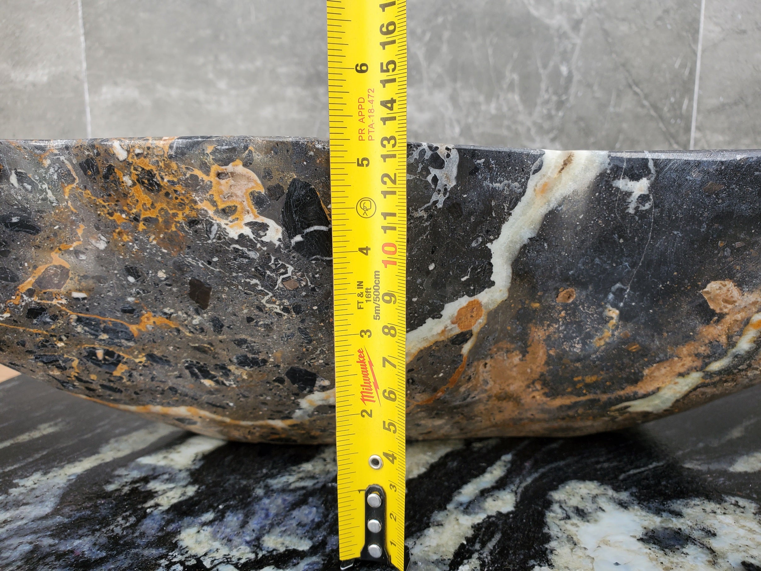 S29_24 Natural Stone Vessel Bathroom Sink -  19 x 14 inch