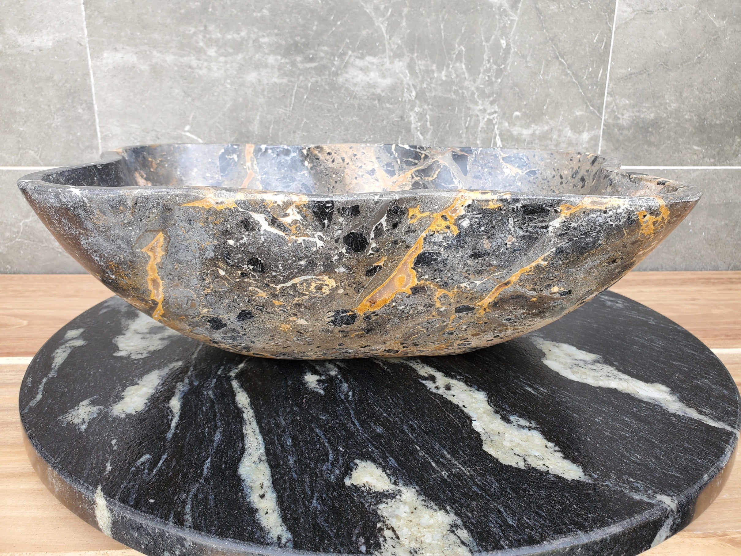 S29_23 Natural Stone Vessel Bathroom Sink - 16.5 x 13 inch