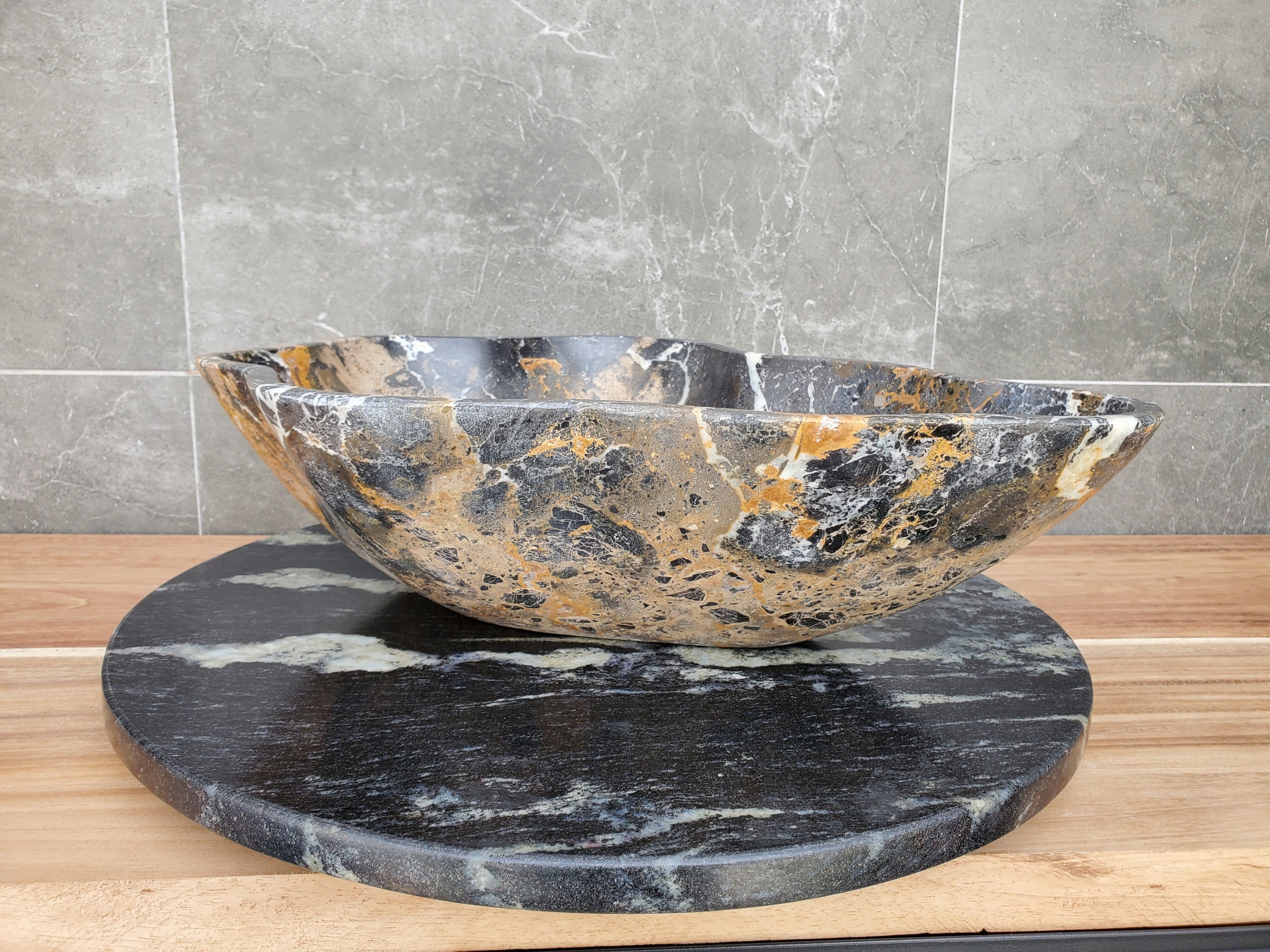 S29_24 Natural Stone Vessel Bathroom Sink -  19 x 14 inch