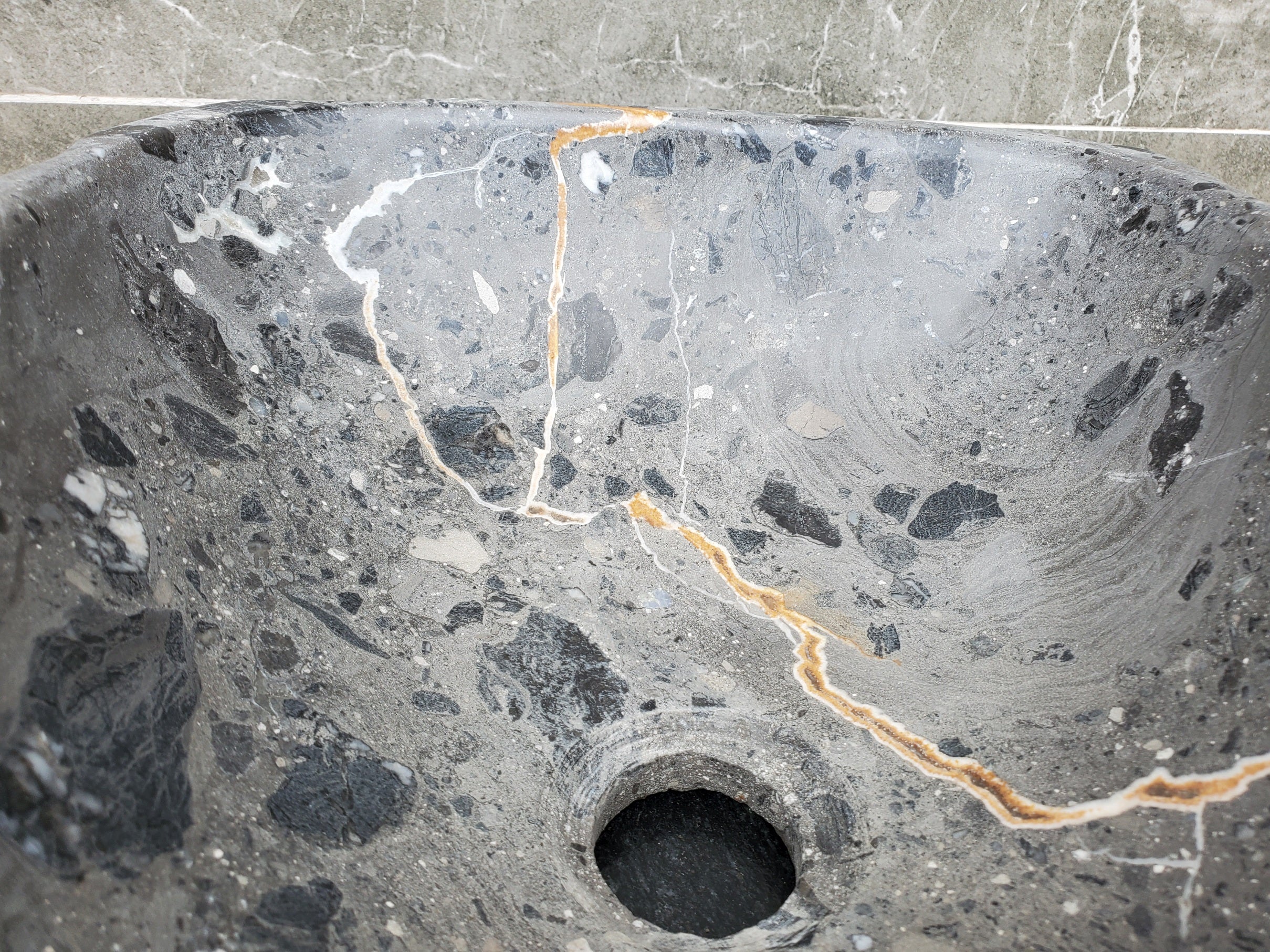 S29_25 Natural Stone Vessel Bathroom Sink - 15 x 11 inch