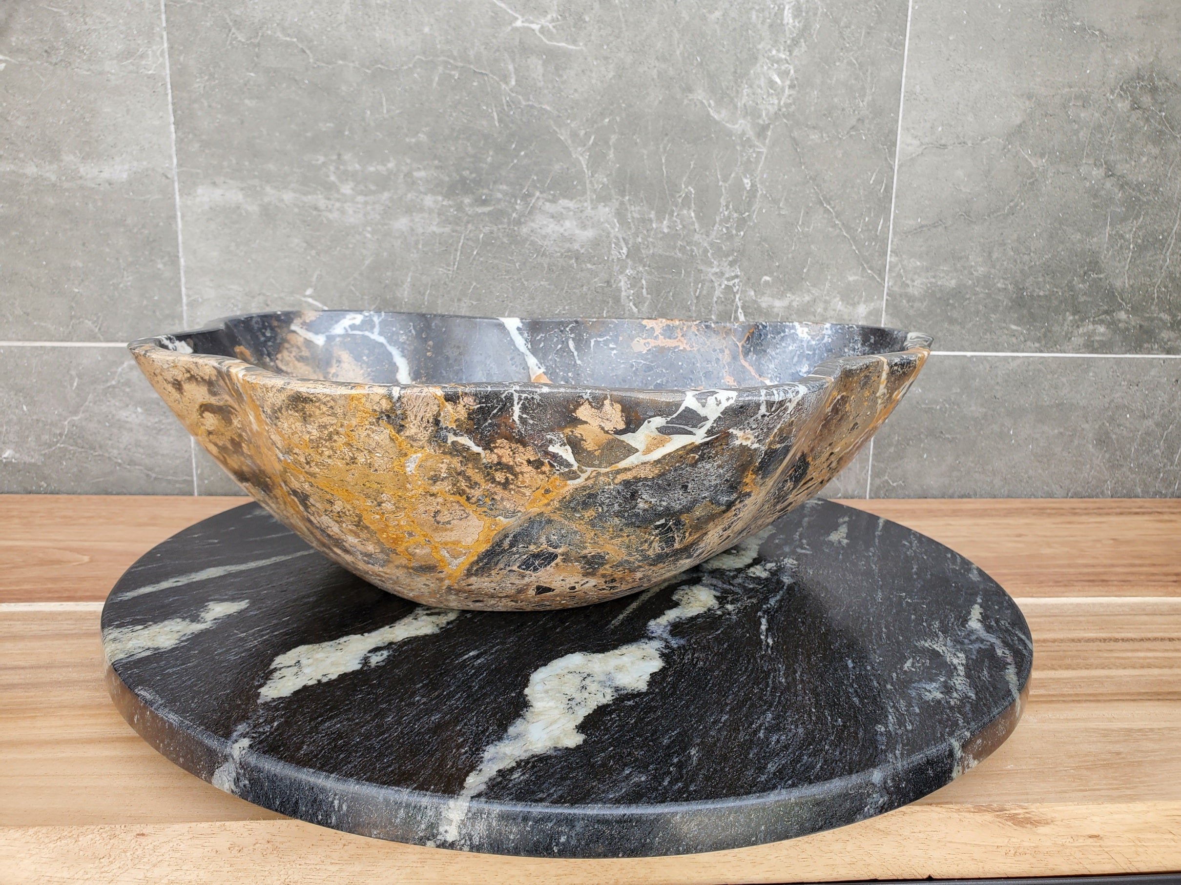 S29_24 Natural Stone Vessel Bathroom Sink -  19 x 14 inch