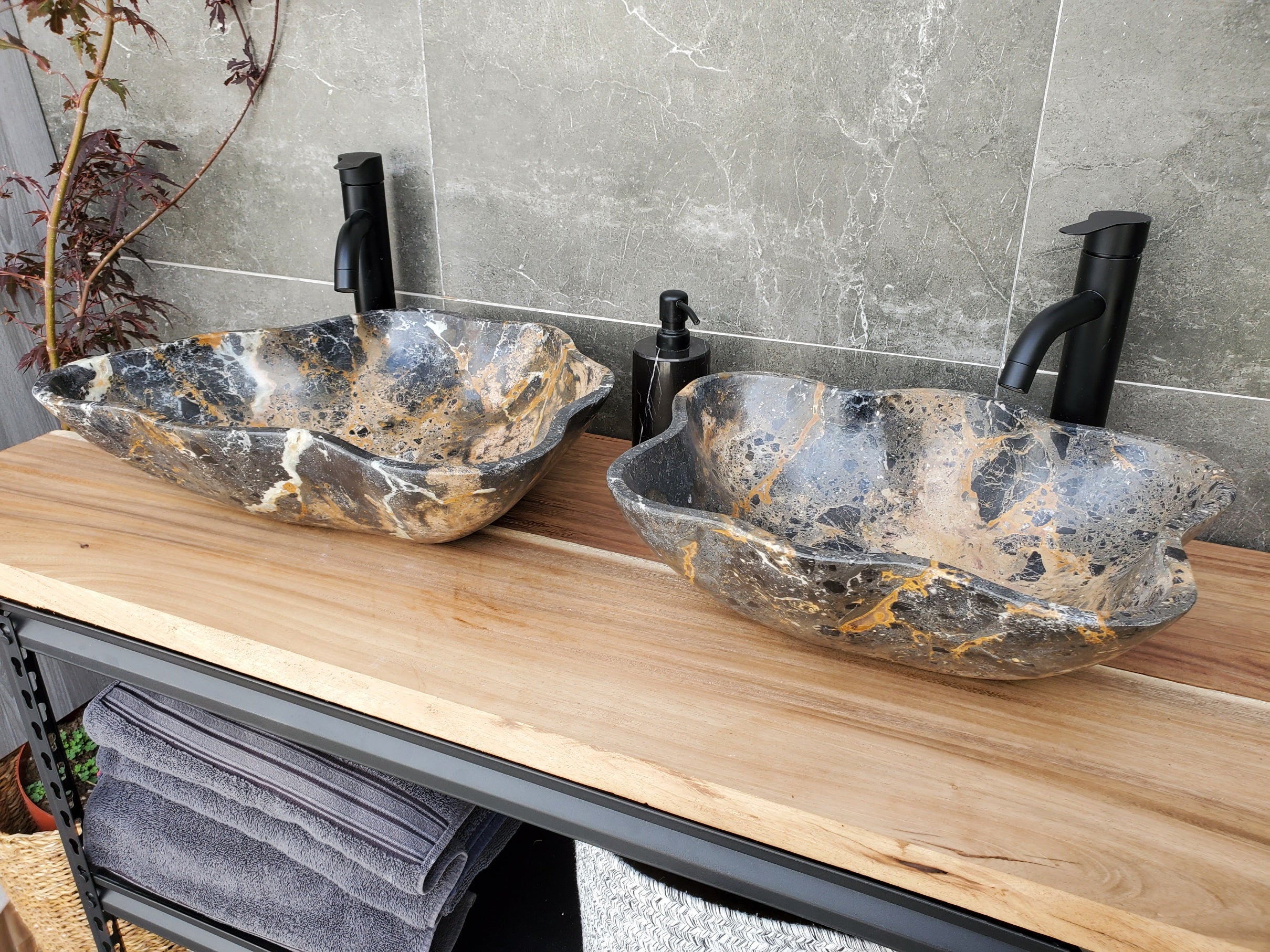 SET1050 Onyx Stone Vessel Bathroom Sink (Set of Two)