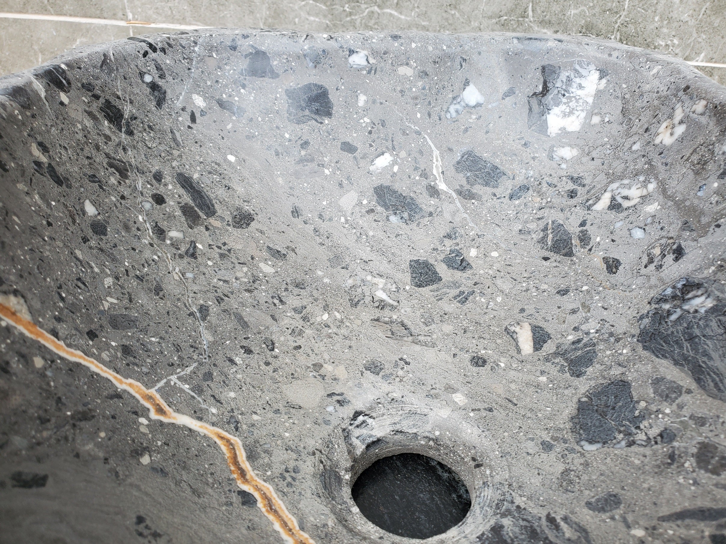 S29_25 Natural Stone Vessel Bathroom Sink - 15 x 11 inch