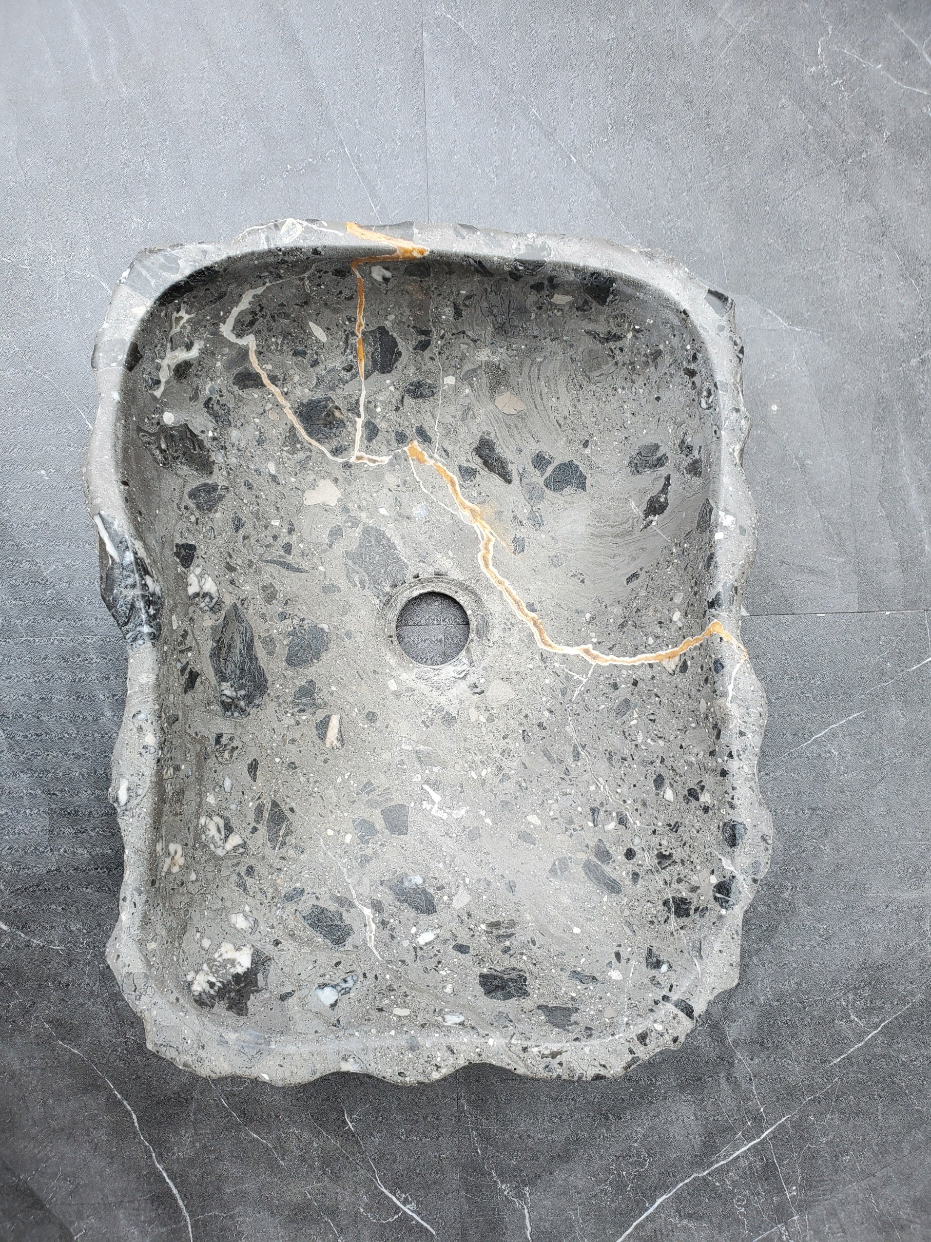 S29_25 Natural Stone Vessel Bathroom Sink - 15 x 11 inch
