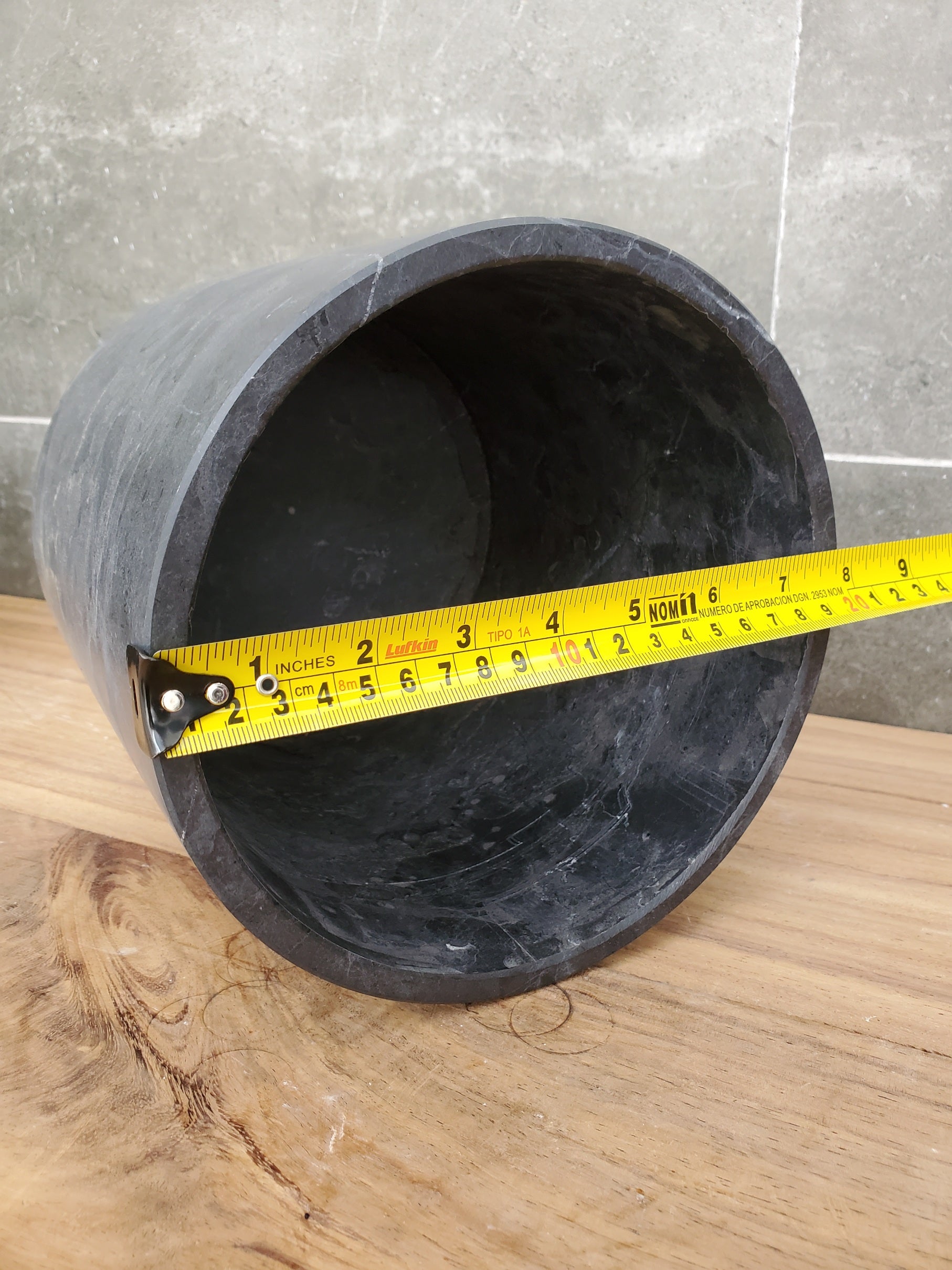 WB_11RD Black Marble Stone Waste Basket - Matte Finish