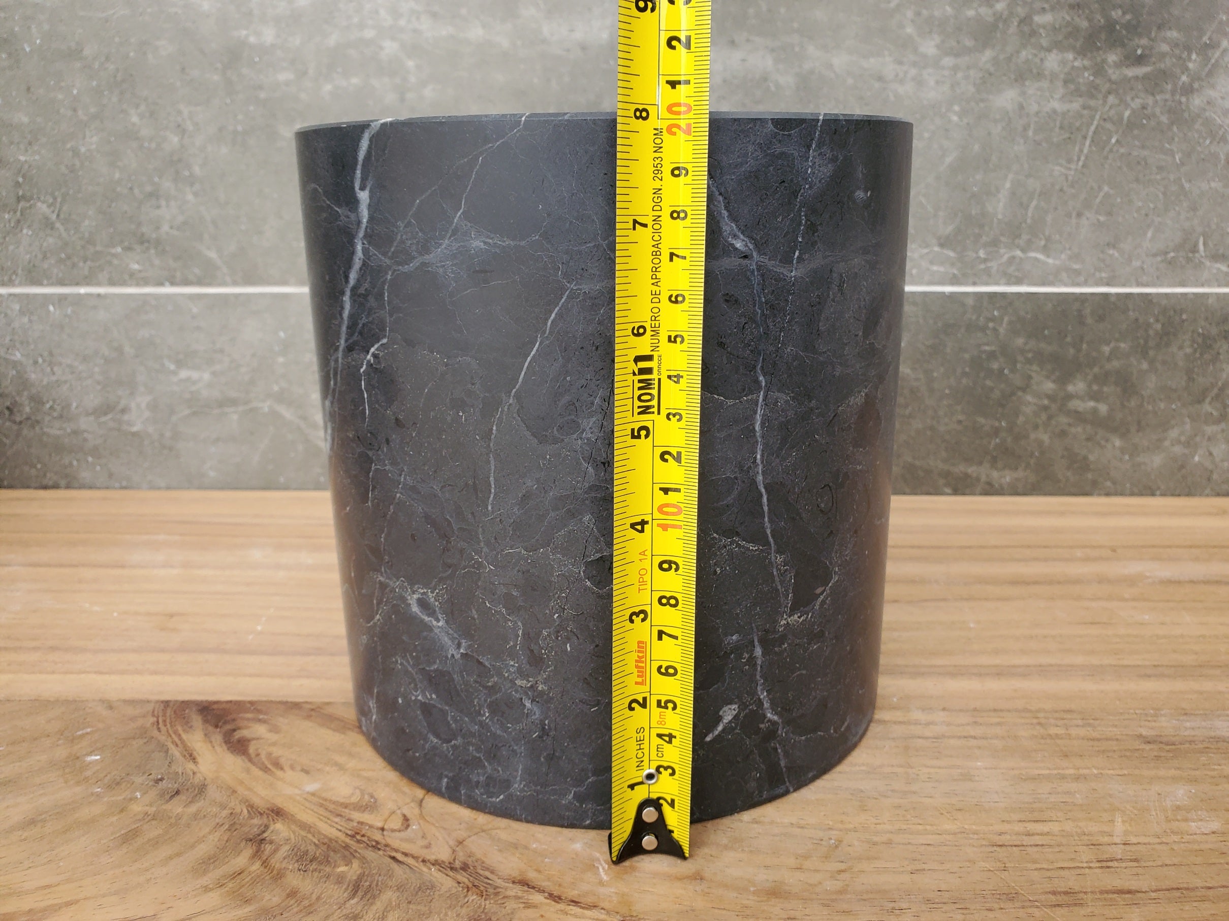 WB_11RD Black Marble Stone Waste Basket - Matte Finish