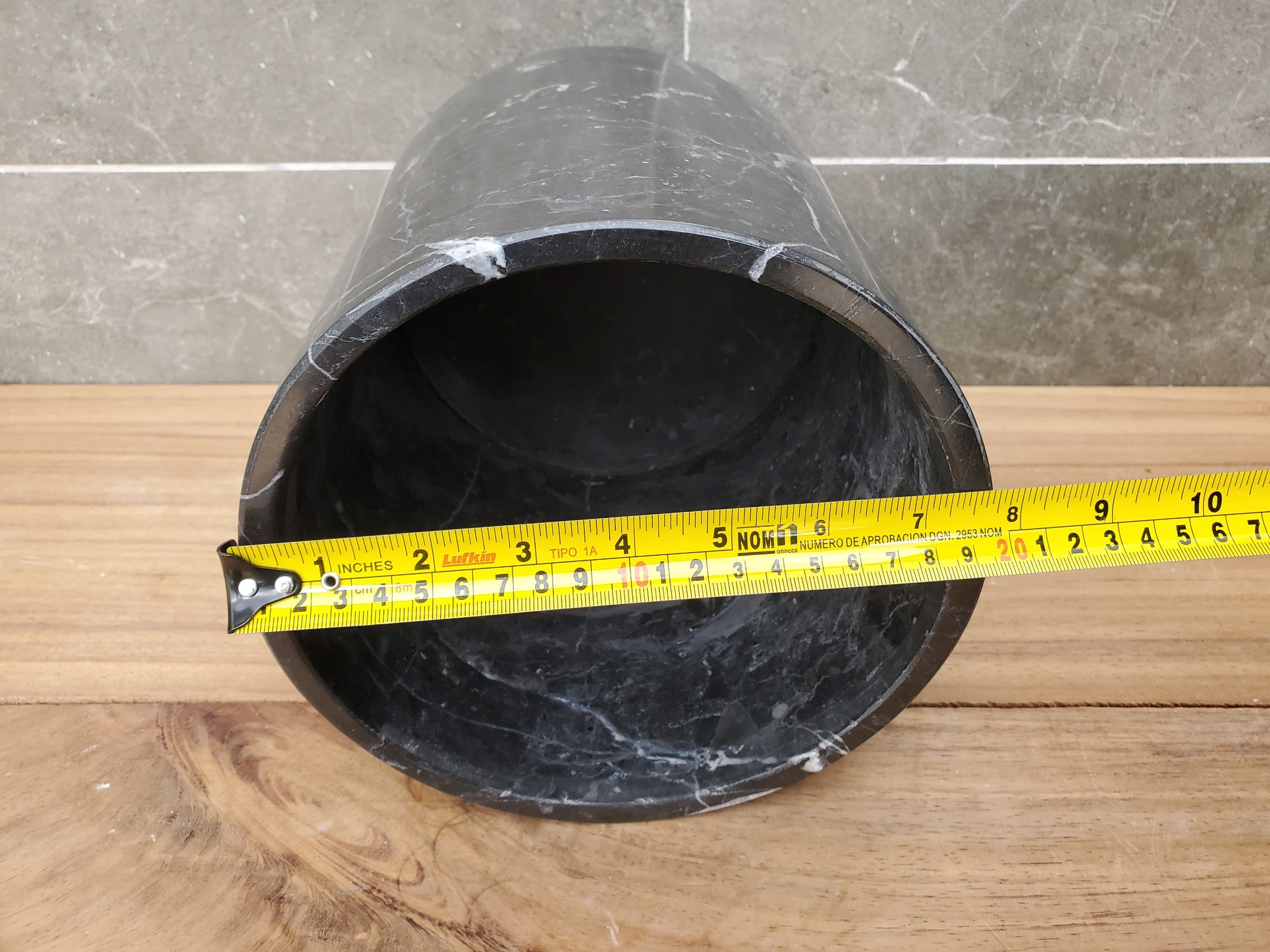 WB_09RD Black Marble Stone Waste Basket - Polished Finish